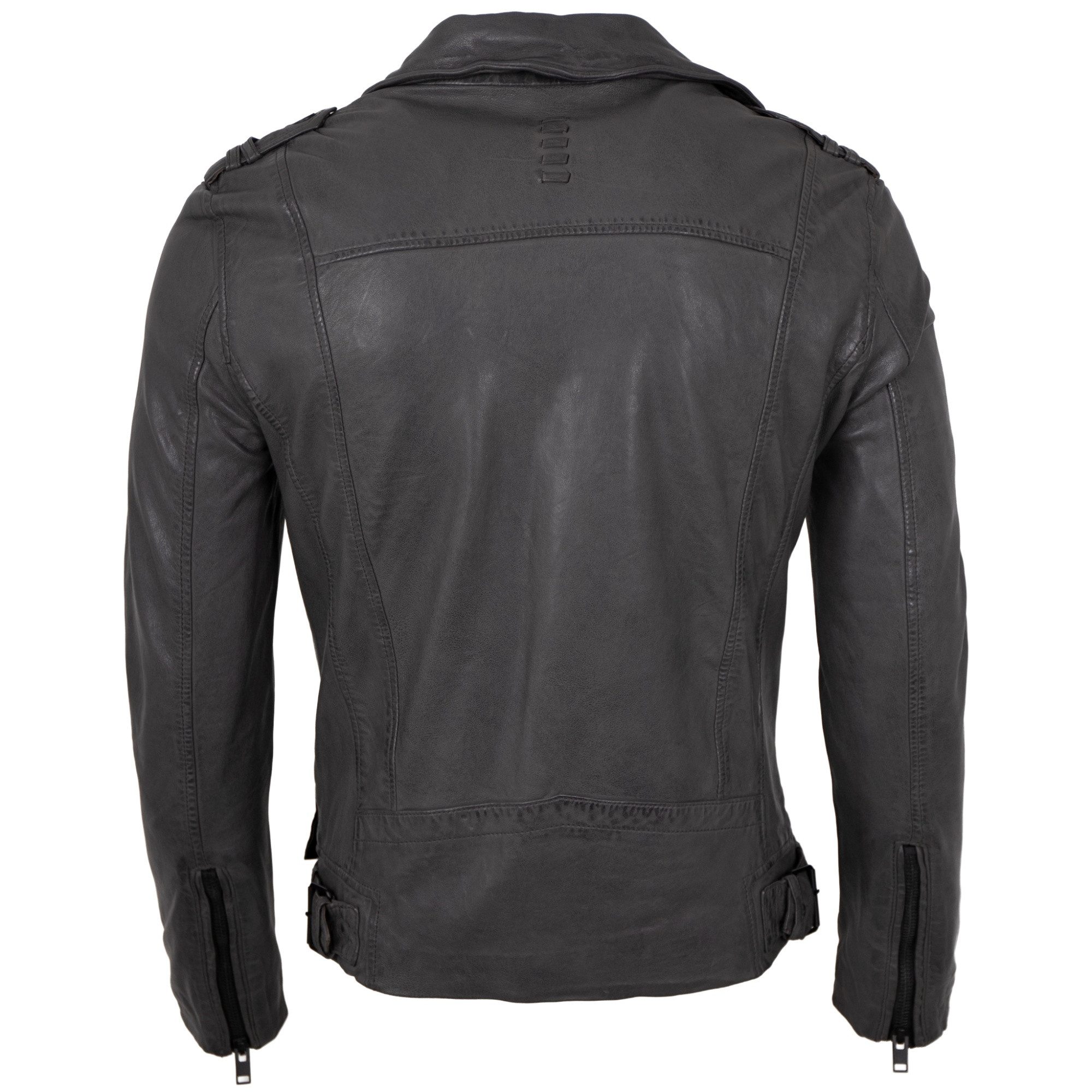 Mauritius Lederjacke G2MRotys Mauritius - Herren Lederjacke Bikerjacke Lammnappa grau