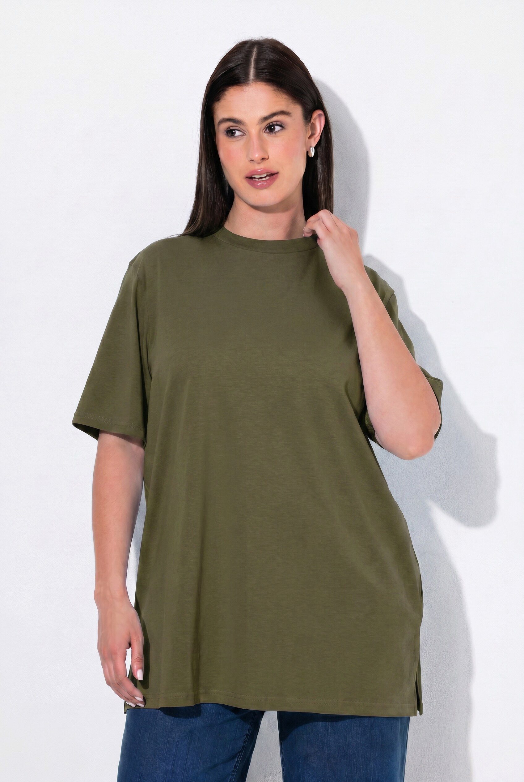 Ulla Popken T-Shirt T-Shirt Stehkragen Halbarm