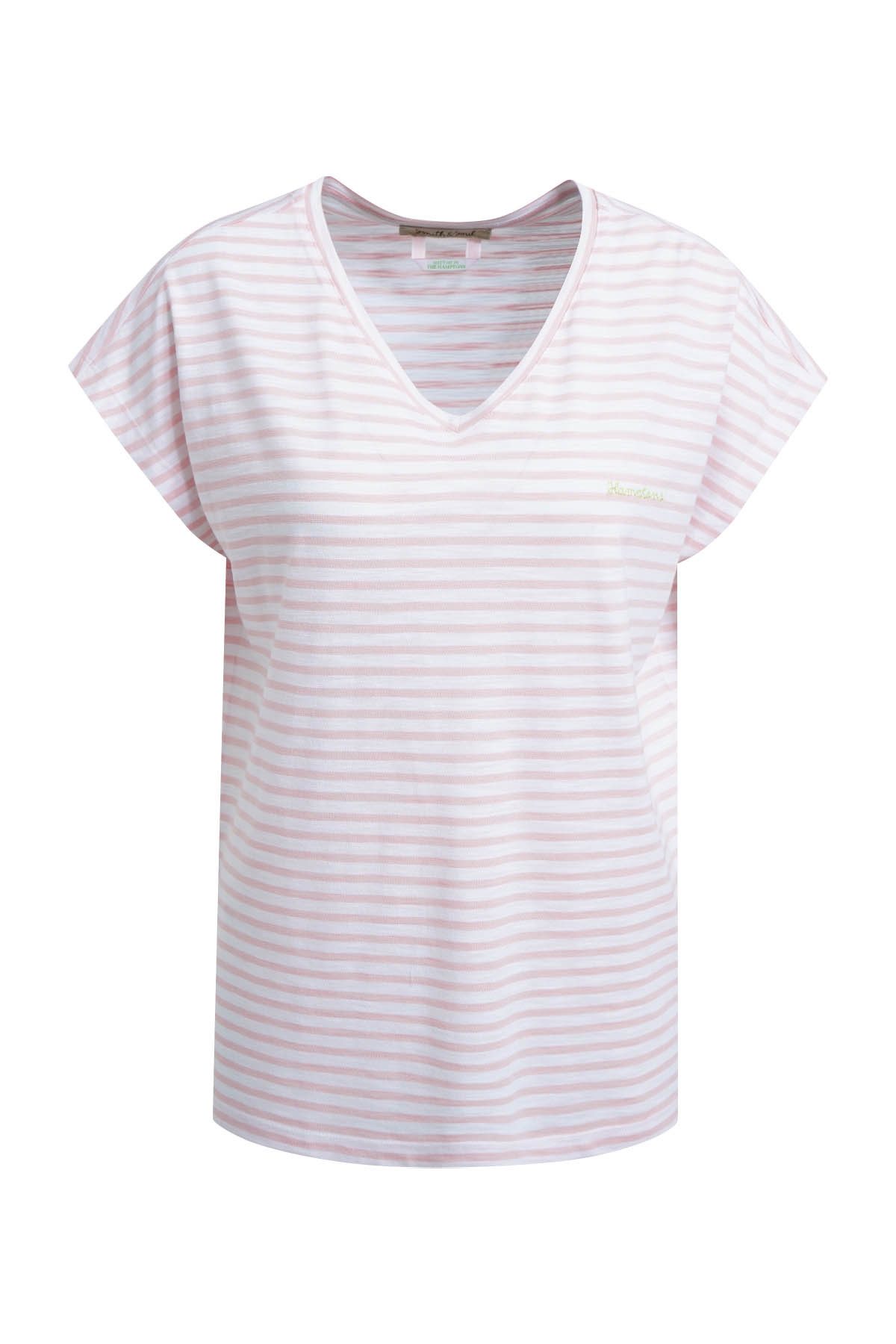 Smith & Soul Kurzarmshirt OVERSIZE VNECK T-SHIRT STRIPED
