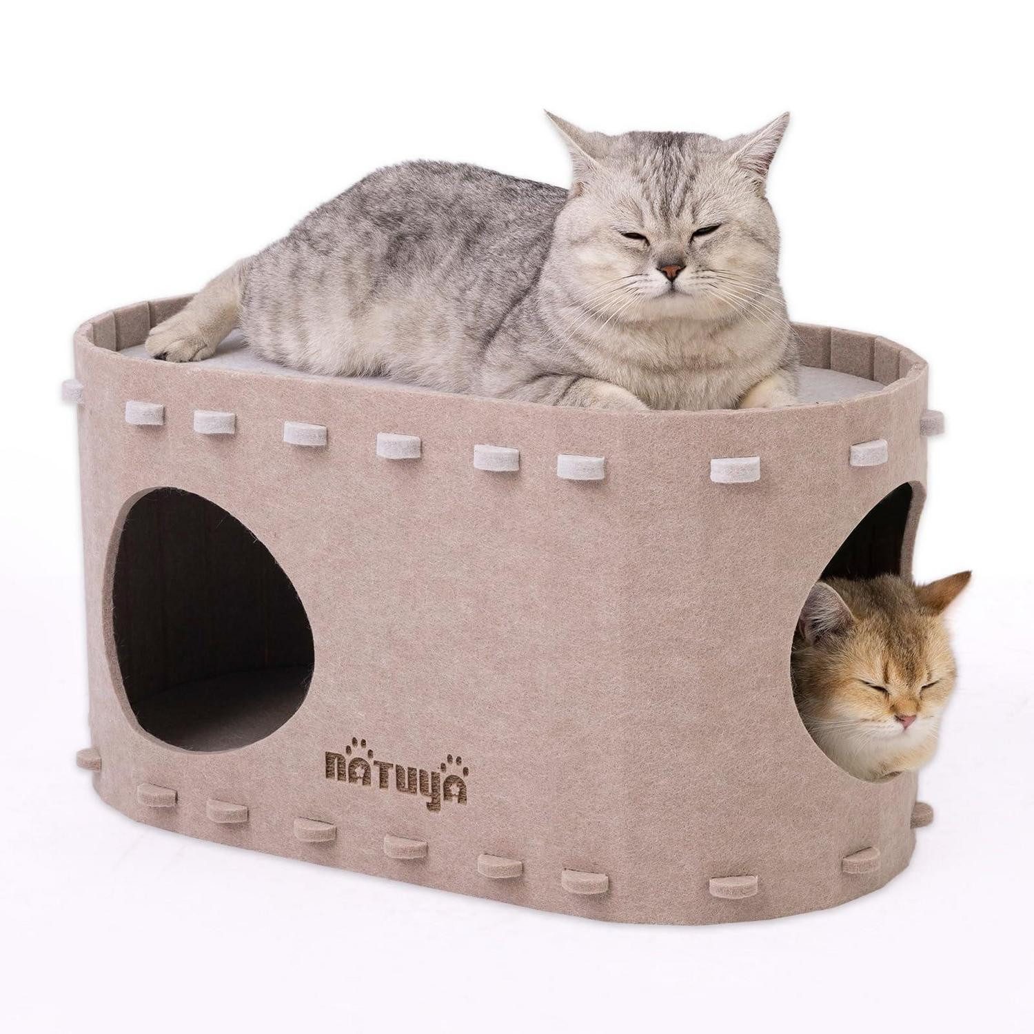 LuxusKollektion Katzenhaus Katzenhaus Filz Beige 70x29x24cm