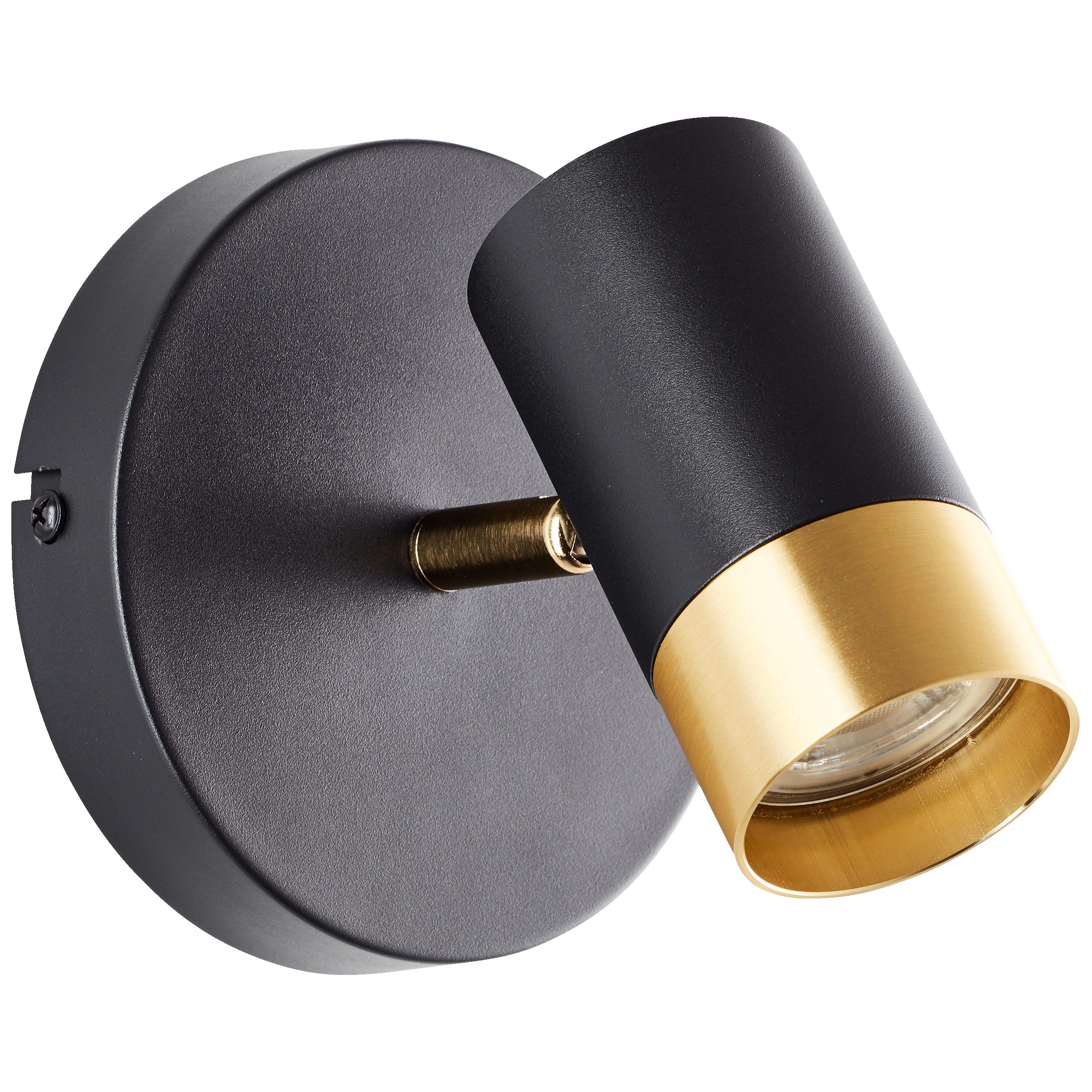 Lightbox Deckenstrahler, LED wechselbar, Warmweiß, LED Wandspot Ø 12,5 cm, GU10, 350 lm, 3000 K, dimmbar, schwarz gold