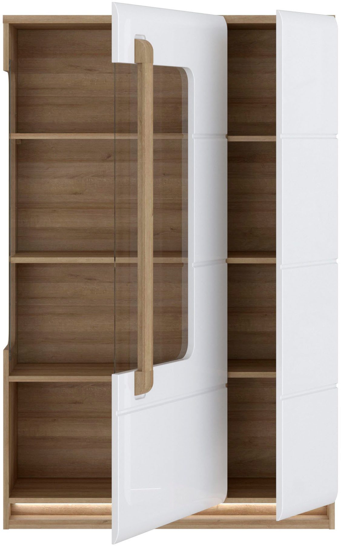 FORTE Highboard Attention (Hochschrank, Hochkommode), Highboard, Beleuchtung, Soft Close, Glastüre, Stauraum, Höhe 139,6cm