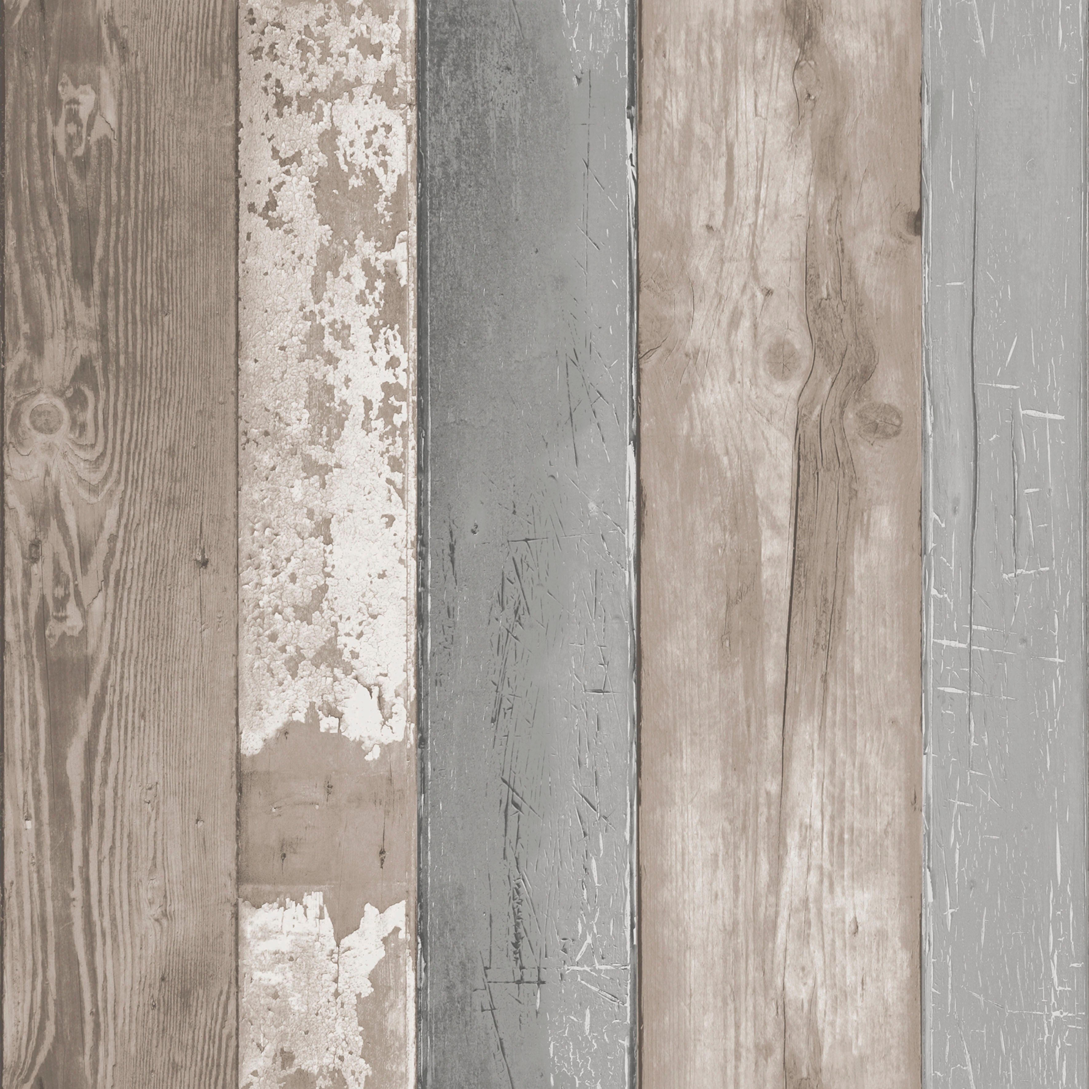 vtwonen Vliestapete Holzbohlen, glatt, Holz, (1 St), Grau - 10m x 52cm