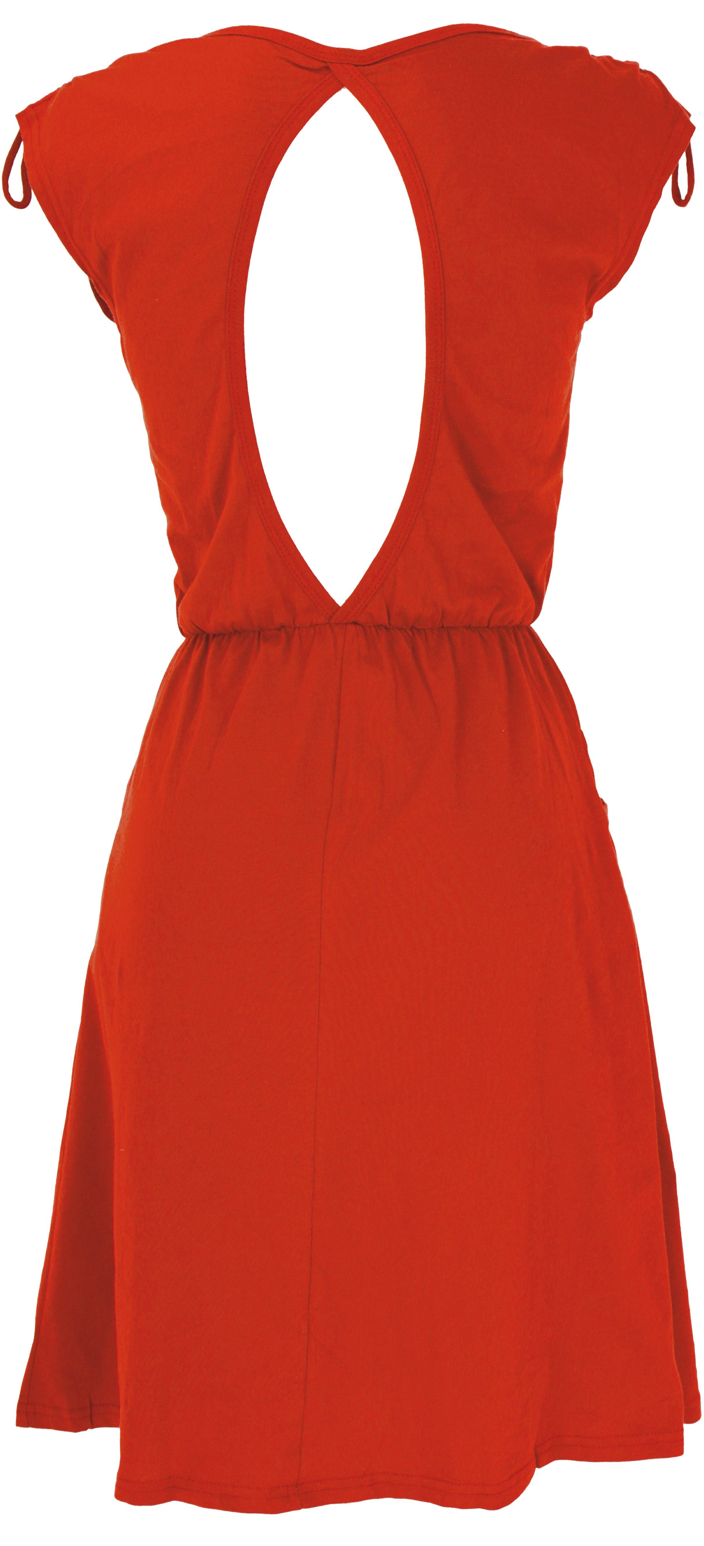 Bekleidung korallrot aus.. rückenfreies alternative Guru-Shop Midikleid Kleid Minikleid, Ethno