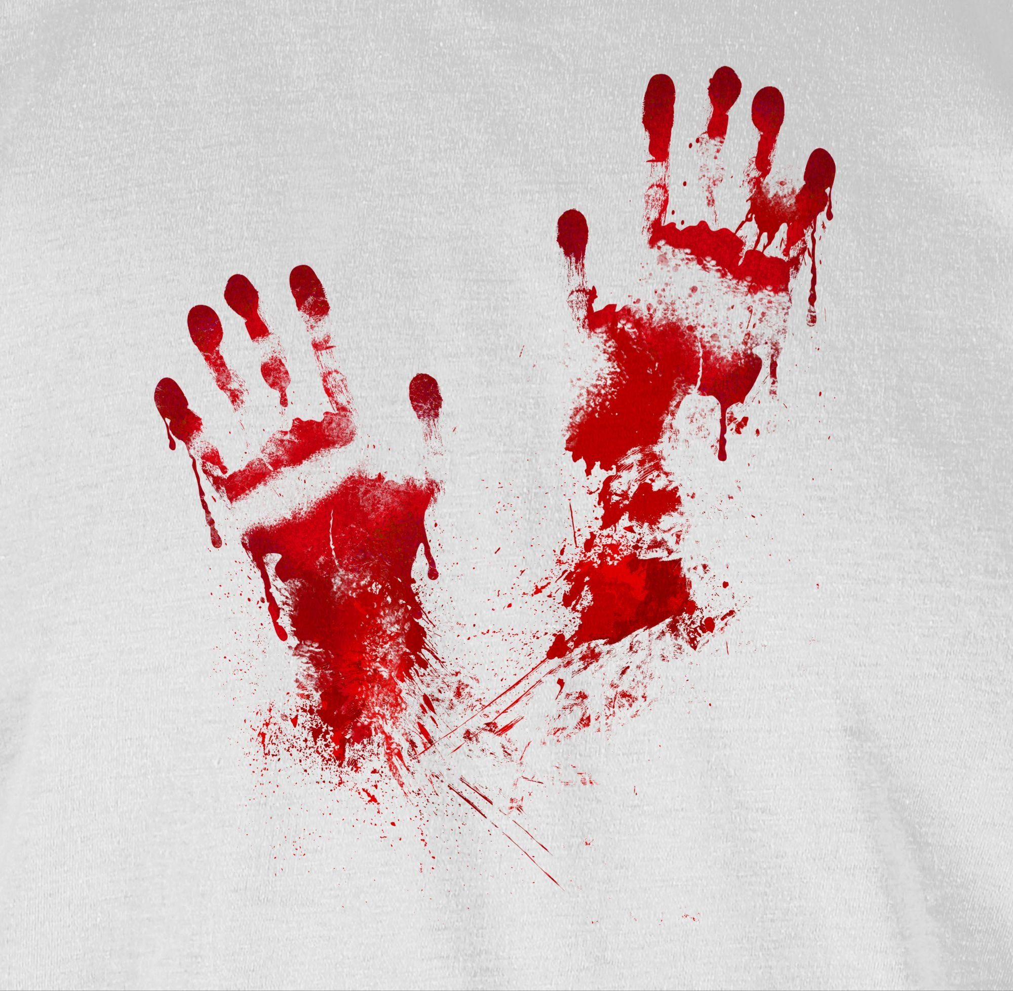 Shirtracer Herren Gruselig Blutige Halloween Kostüme Weiß T-Shirt Handabdruck 02 Blut Handabdrücke