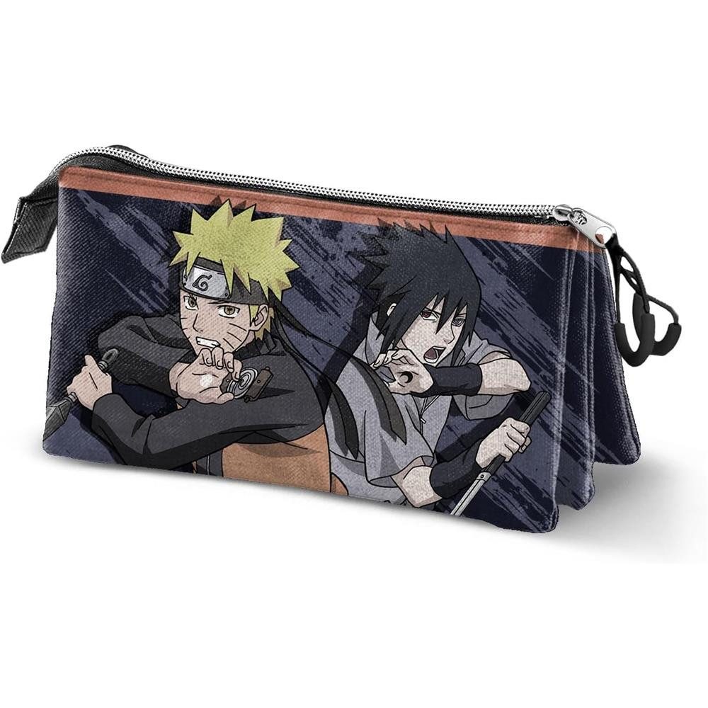 Karactermania Federmäppchen Naruto Shadow Dreifach Federmäppchen Schwarz, Hauptreißverschluss, separates Innenfach, 3 Fächer