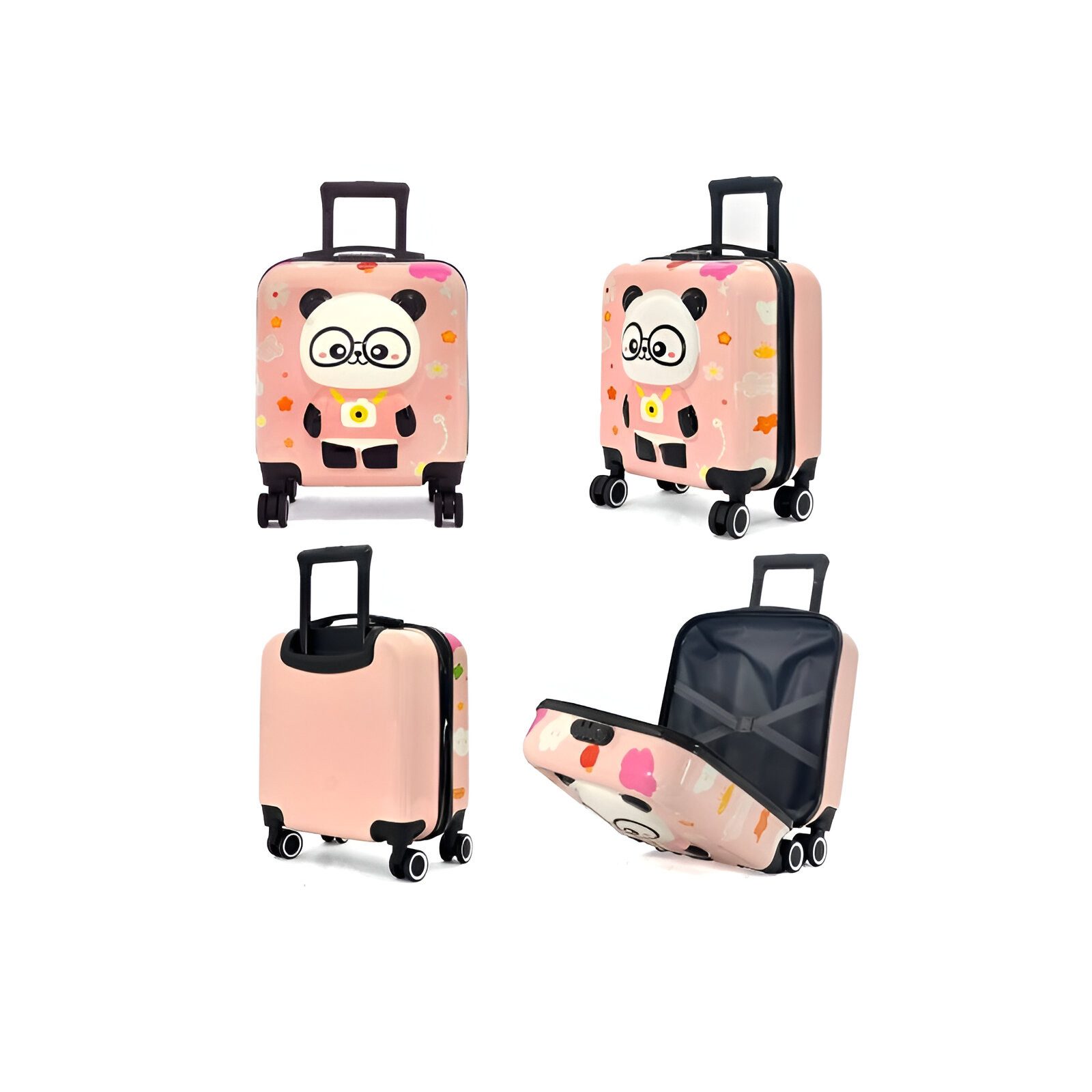 WS-Trend Kinderkoffer Panda 3D Kinder Trolley Kinderkoffer ABS Kindertrolley Jungen Mädchen, 4 Rollen