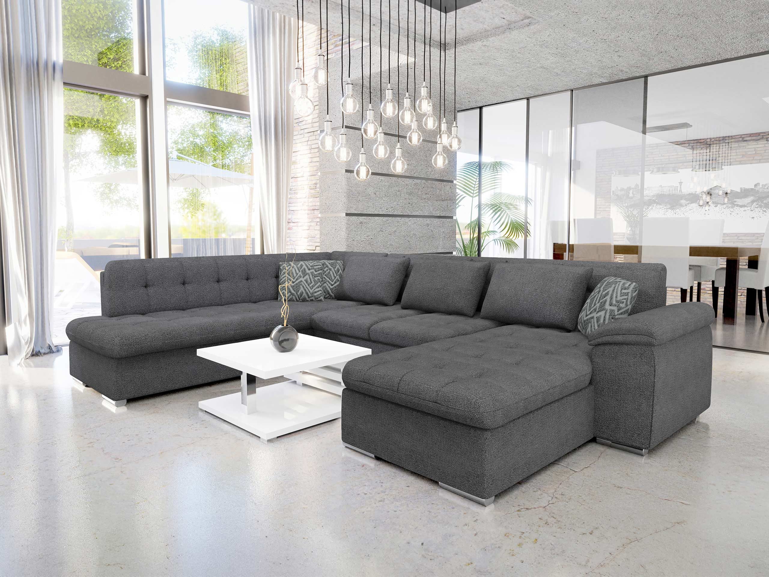 MIRJAN24 Wohnlandschaft Niko Bis Premium, mit Bettkasten und Schlaffunktion, Kissen mit Reißverschlus, U-Form, B: 350 cm