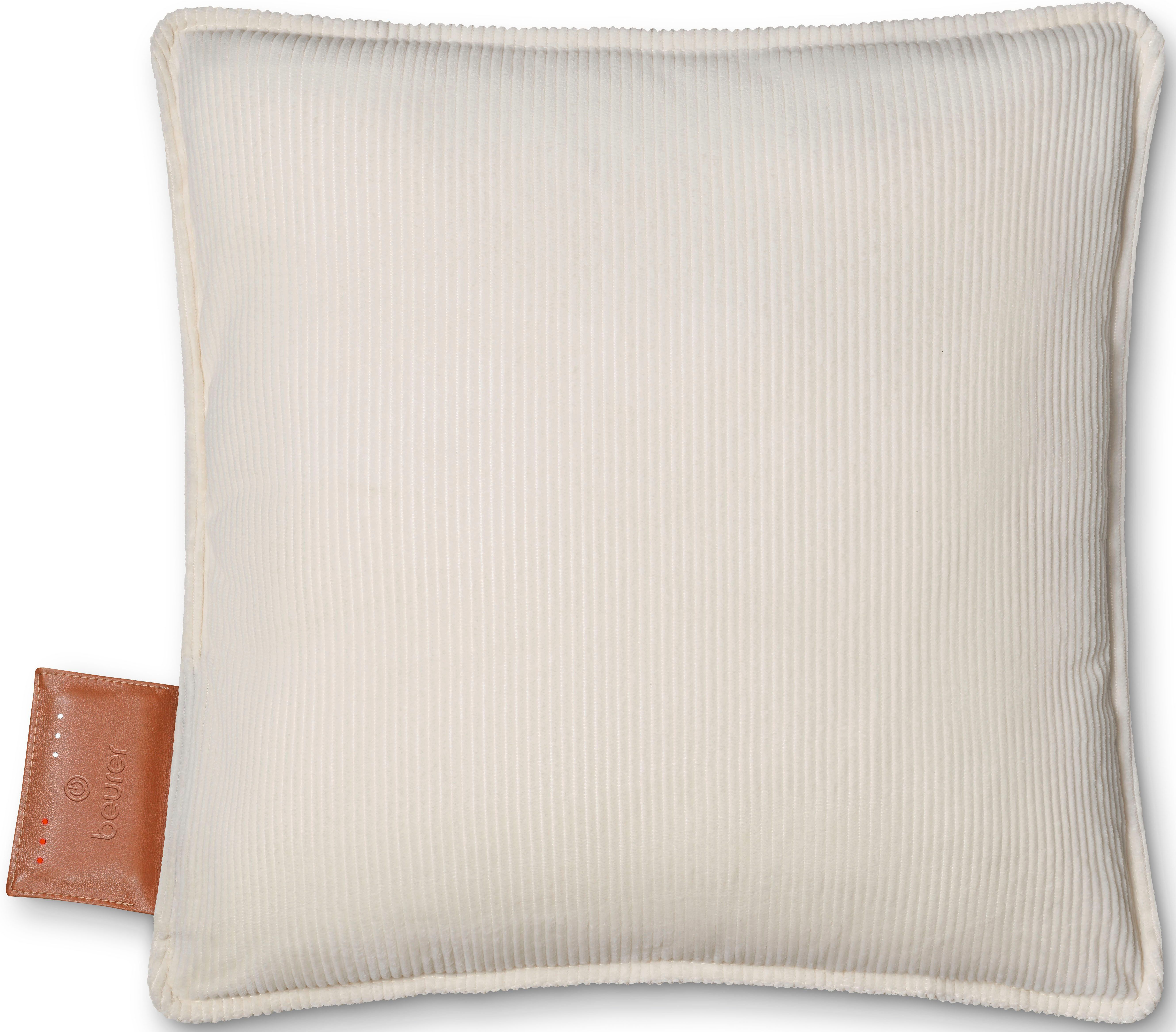 BEURER Heizkissen HK 77 Heaty, kabellos, Stylisches Design mit modernem Cordstoff, 3 Temperaturstufen, 45x45 cm