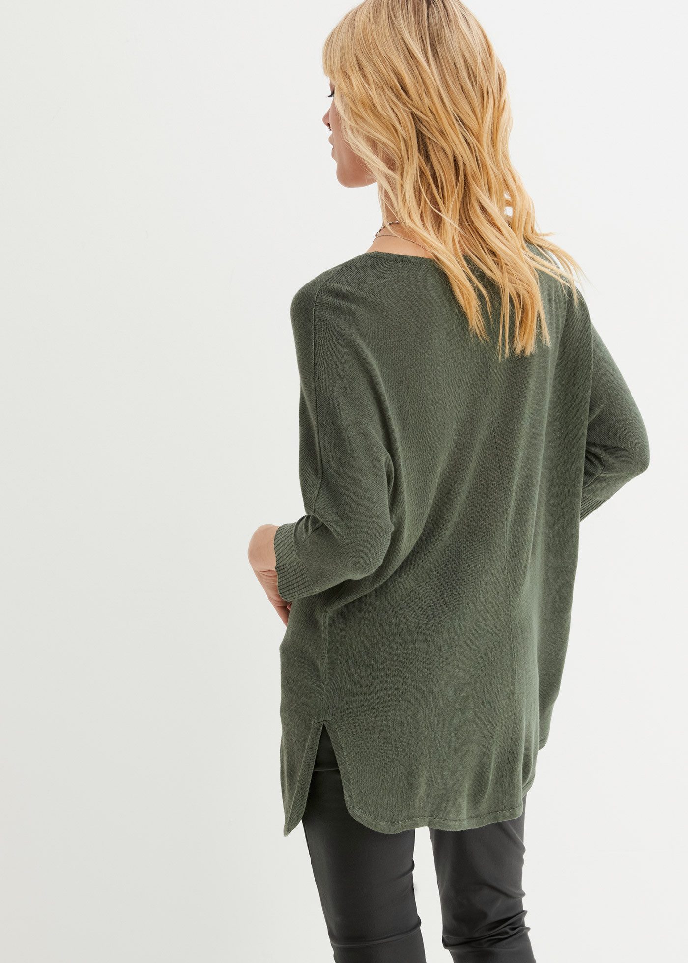 bonprix Strickpullover aus Polyacryl und Viskose, mit Rundhalsausschnitt, mit 3/4-Ärmeln