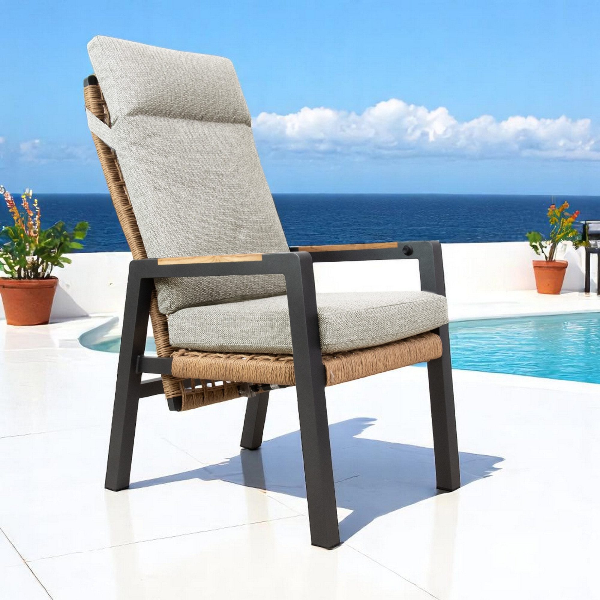 osoltus Gartenlounge-Sessel osoltus Vicenza Alu Teak Gartensessel verstellbar Sessel Anthrazit +