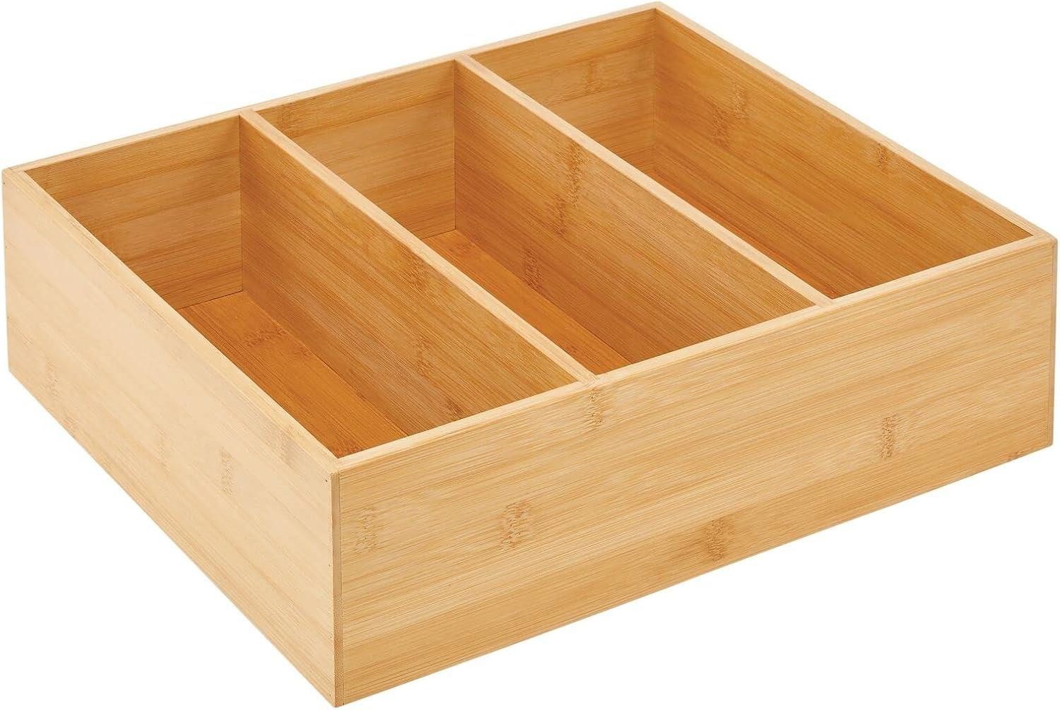 mDesign Aufbewahrungssystem mDesign Teebox Organizer Holzkiste Gewürzkiste Aufbewahrungsbox 3 Fä