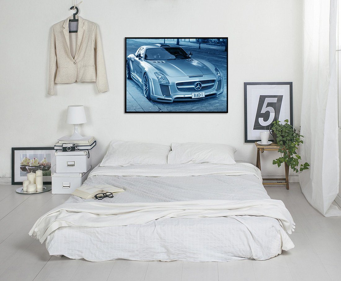 Sinus Art Leinwandbild 105x75cm Leinwandbild Petrol Auto Mercedes-Benz