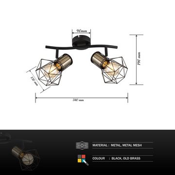 Globo Deckenleuchte Deckenleuchte Wohnzimmer Deckenlampe Schlafzimmer Gitter Schwarz