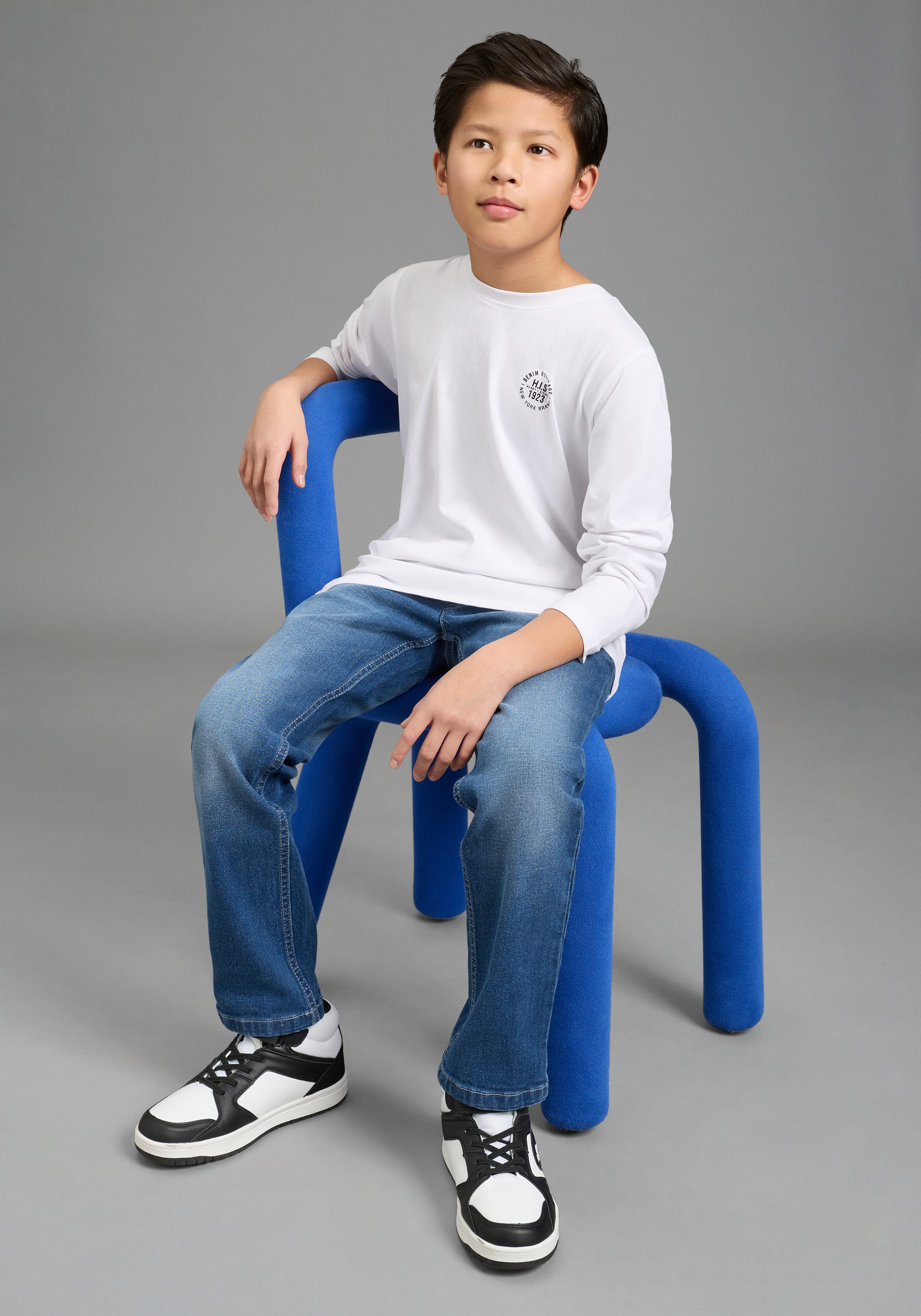 H.I.S Langarmshirt 2er Pack Shirts mit Logoprint für Jungen (Packung, 2-tlg., 2) Für TEENS. 2er Pack Shirts – Bild 5 von 5