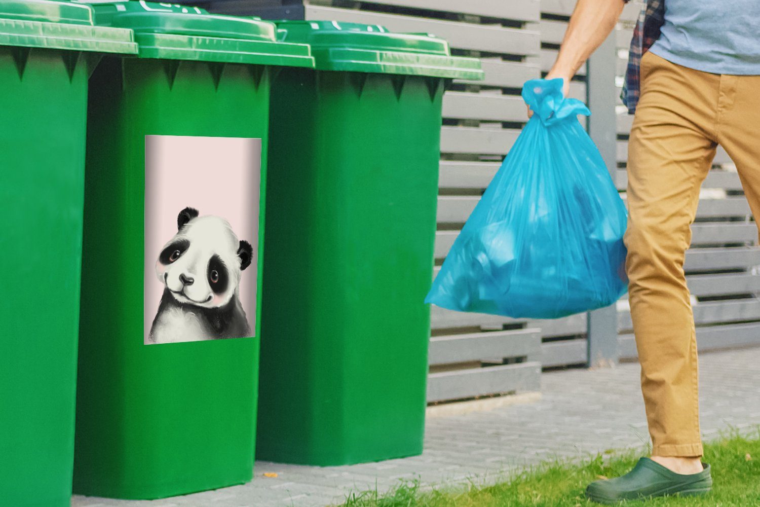 Rosa St), Panda Wandsticker MuchoWow (1 Abfalbehälter Sticker, Mülleimer-aufkleber, Container, - Mülltonne, - Kinder