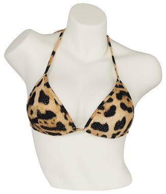 Miss Beach Triangel-Bikini-Top wattiert, Leo-Glitzer-Design, Vorgeformtes Bikini-Oberteil