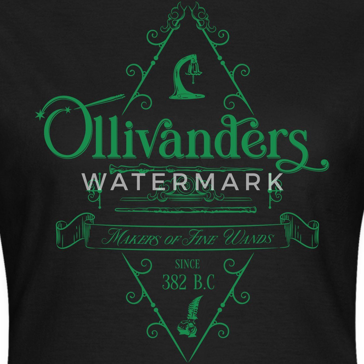 Spreadshirt T-Shirt Harry Potter Ollivanders Geschäft Grünes Logo Frauen T-Shirt (1-tlg) Slim Fit, fällt klein aus