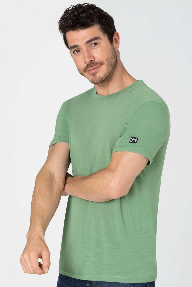 SUPER.NATURAL T-Shirt Merino T-Shirt M Frost geruchshemmender Loden ESSENTIAL SS Merino-Materialmix