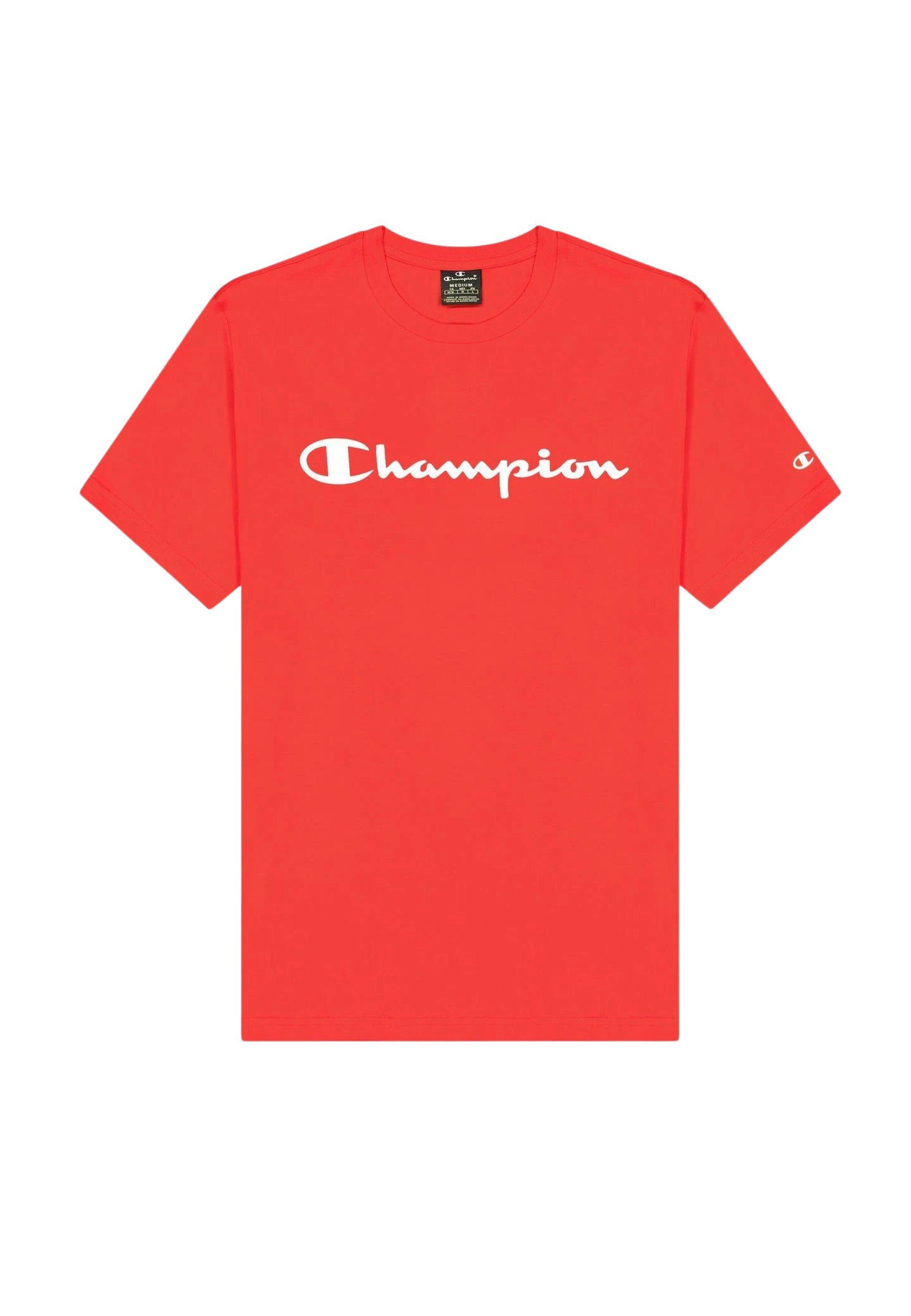 Champion T-Shirt Shirt rot Rundhals-T-Shirt aus Baumwolle mit