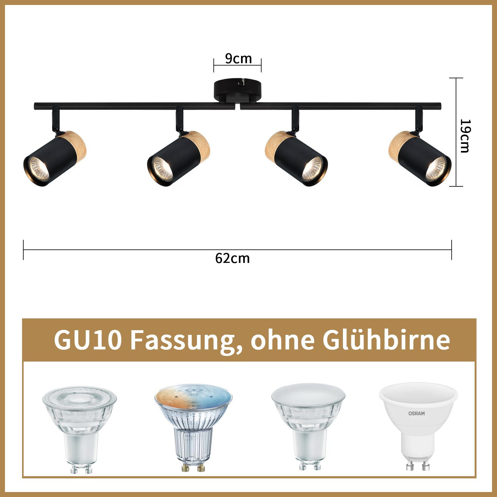 ZMH Deckenleuchte 2/3/4 Flammig Deckenstrahler Schlafzimmer günstig online kaufen