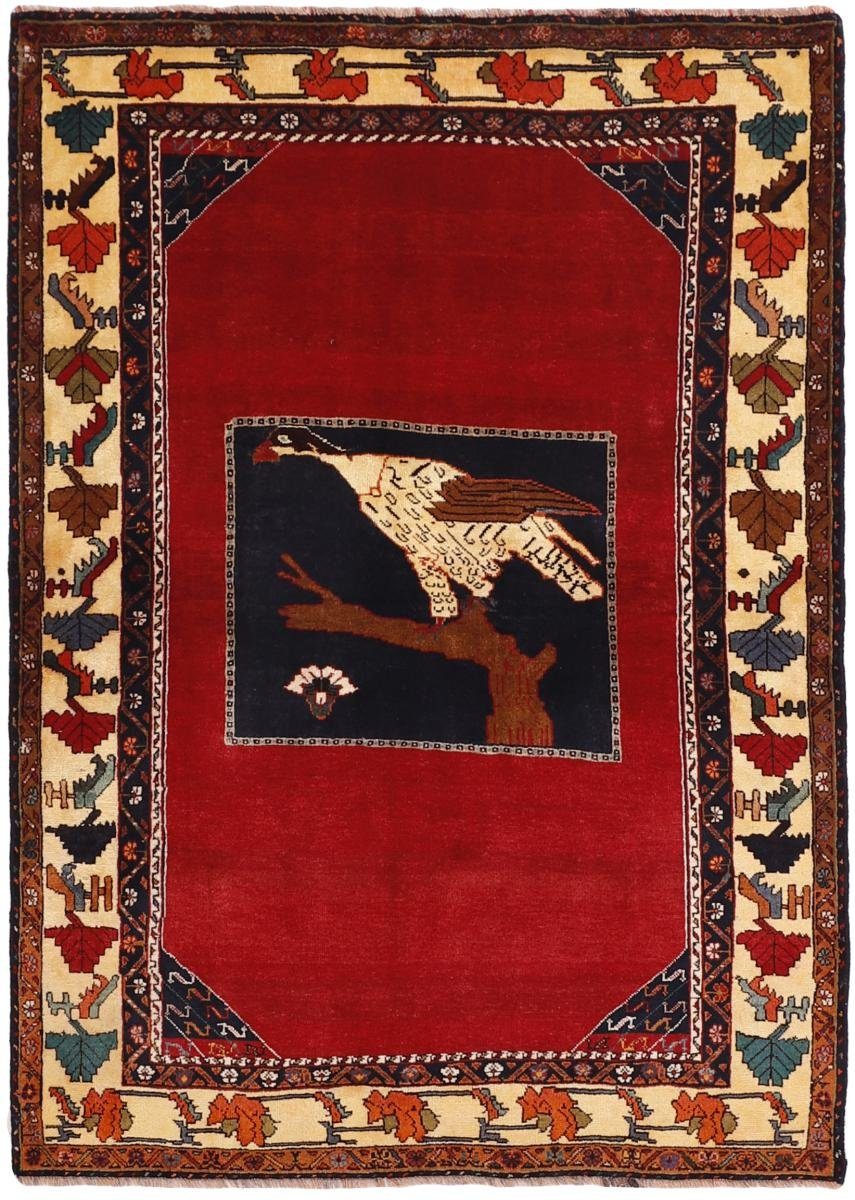 Orientteppich Ghashghai Figural 137x203 Handgeknüpfter Orientteppich, Nain Trading, rechteckig, Höhe: 12 mm