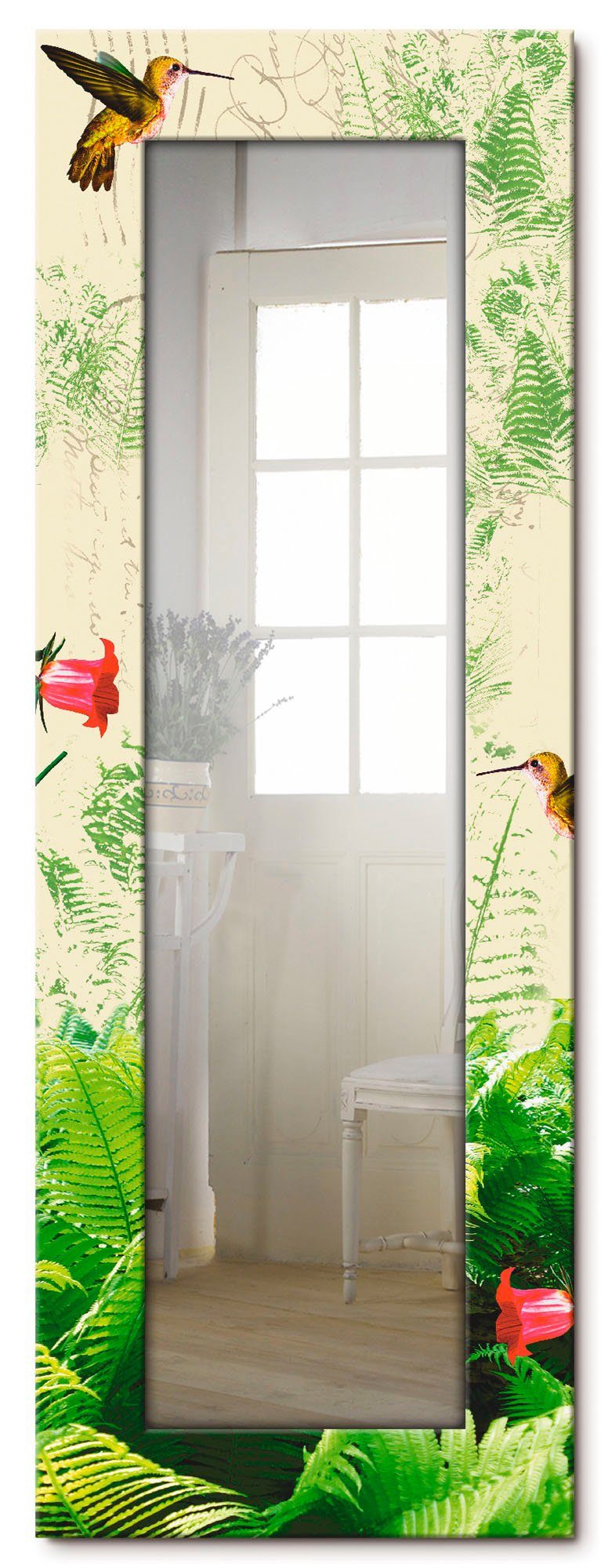 Artland Motivrahmen, Landhaus gerahmter Wandspiegel, Dekospiegel Ganzkörperspiegel, Kolibri, mit