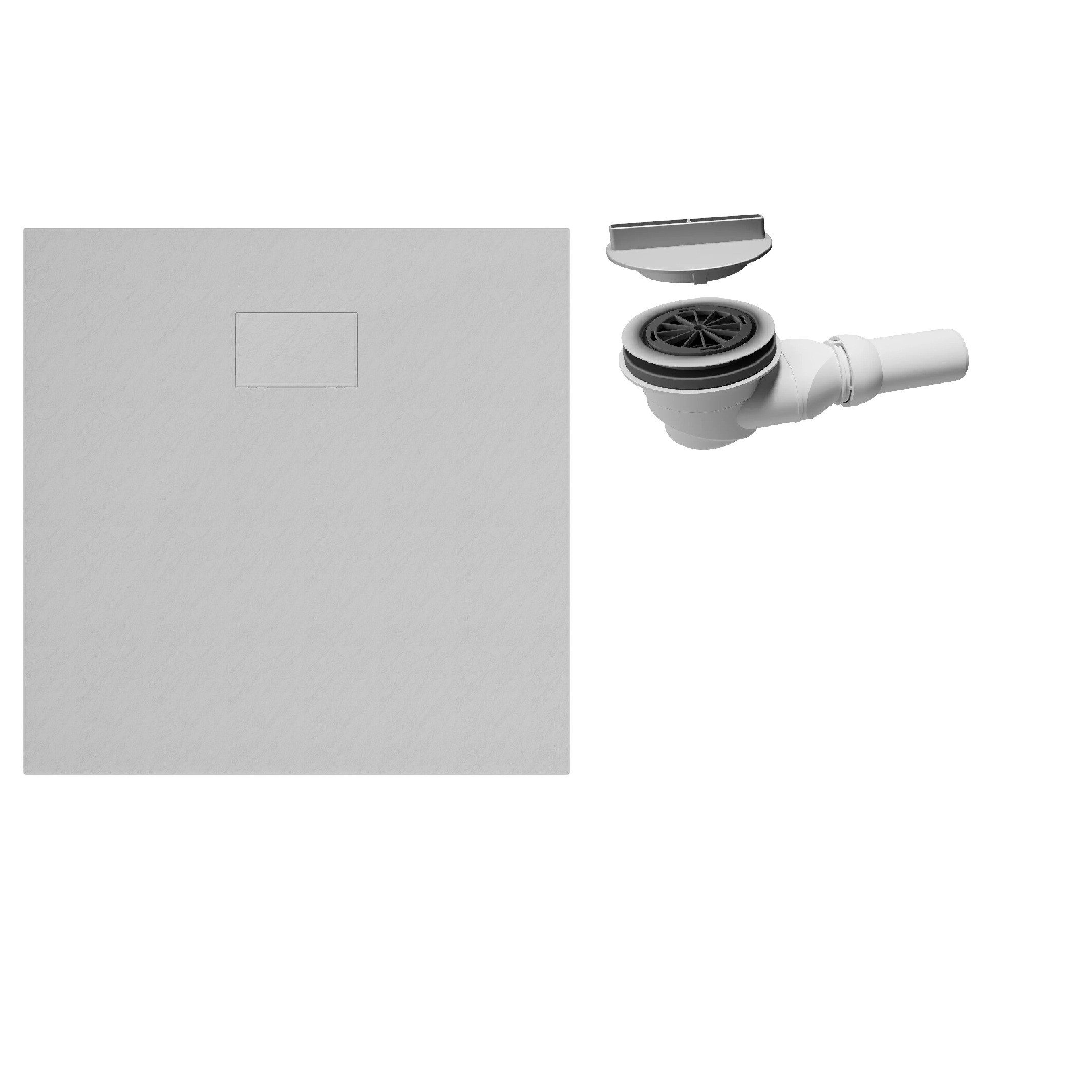 Schulte Duschwanne DWM Tec Midra, Quadratisch, Mineralwerkstoff, mit Ablauf, 90 x 90 cm