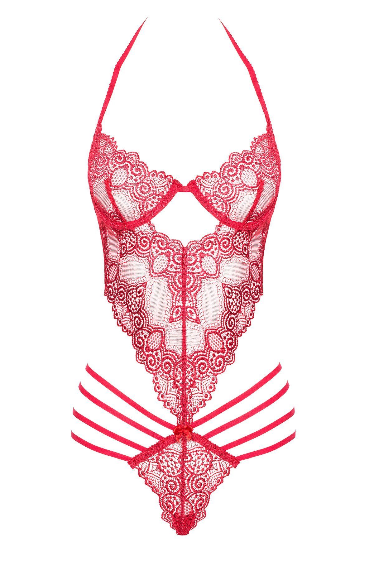 Beauty Night Fashion Body Spitzenbody Denver rot transparent rückenfrei