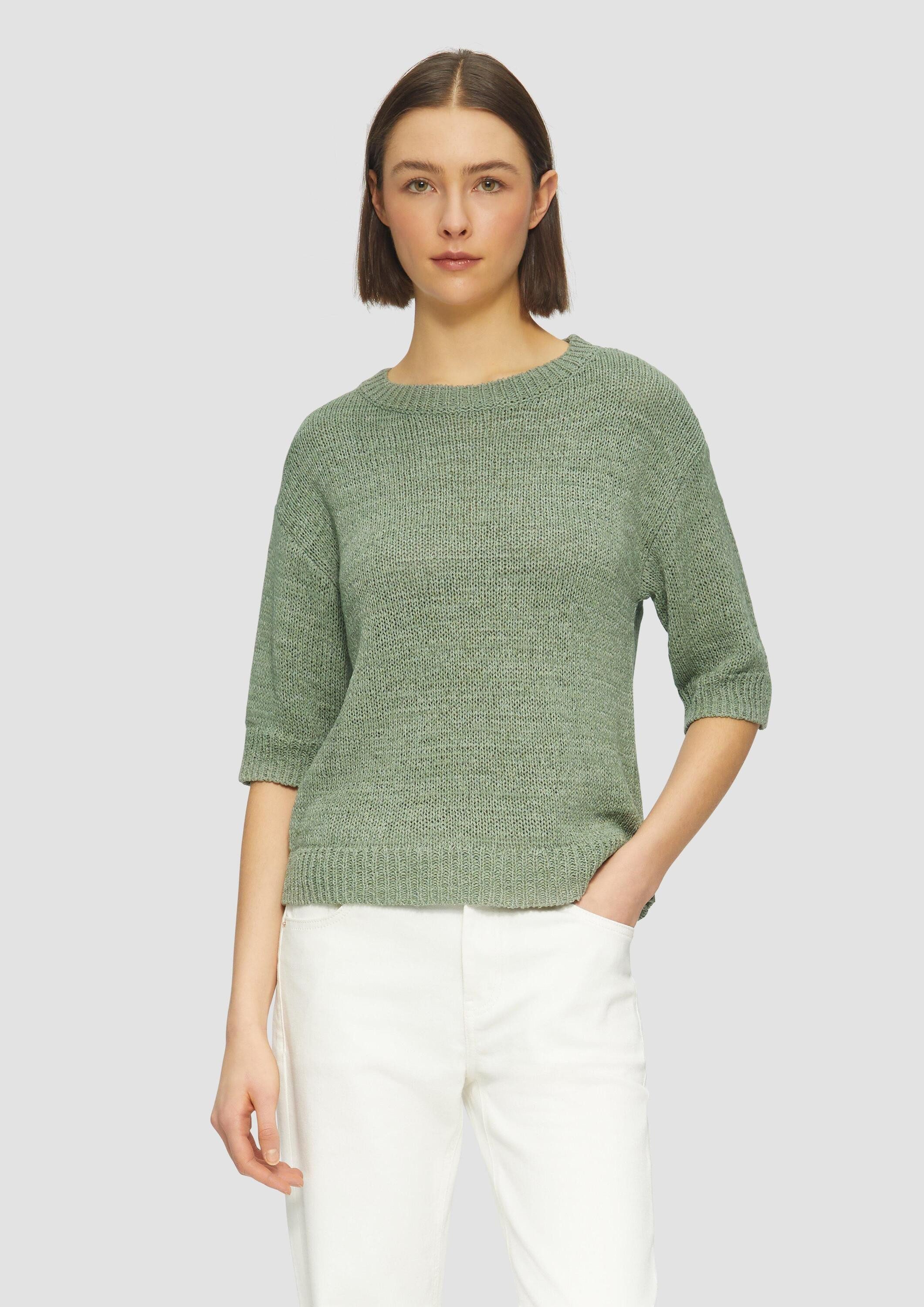 s.Oliver Kurzarmpullover Strickpullover Strickpullover aus Bändchengarn mit günstig online kaufen