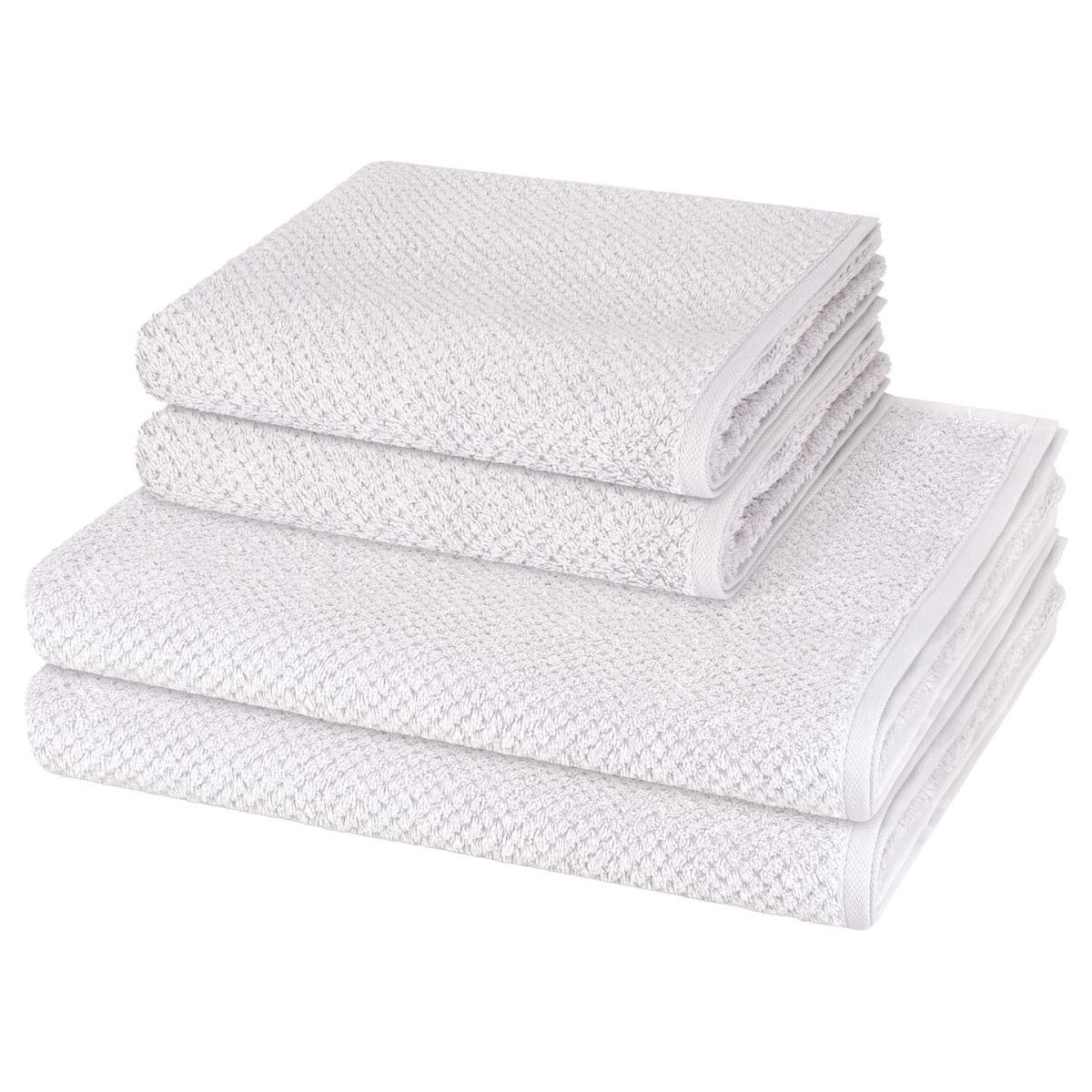 Cawö Handtuch Set Pure, Walkfrottee (Spar-Set, 4-St), 2 X Handtuch 2 X Duschtuch im Set - Baumwolle - Saugstark