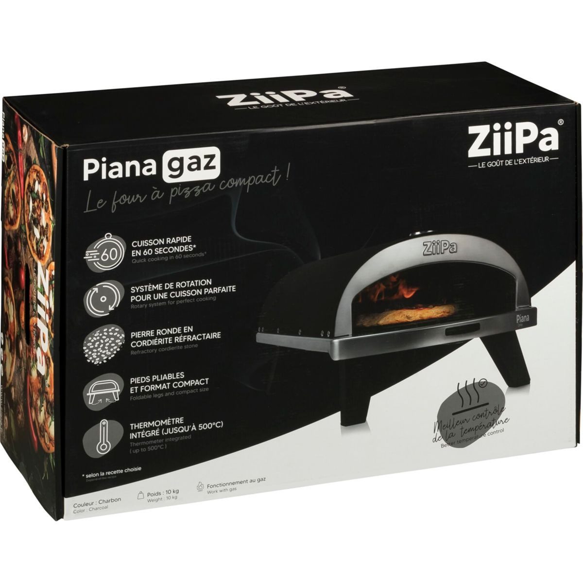 ZiiPa Gasgrill Piana Gas-Pizzaofen Farbe Karbon