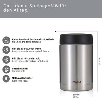 moulo Thermobehälter Explorer 0,5L Edelstahl, Edelstahl, Isoliergefäß, BPA frei