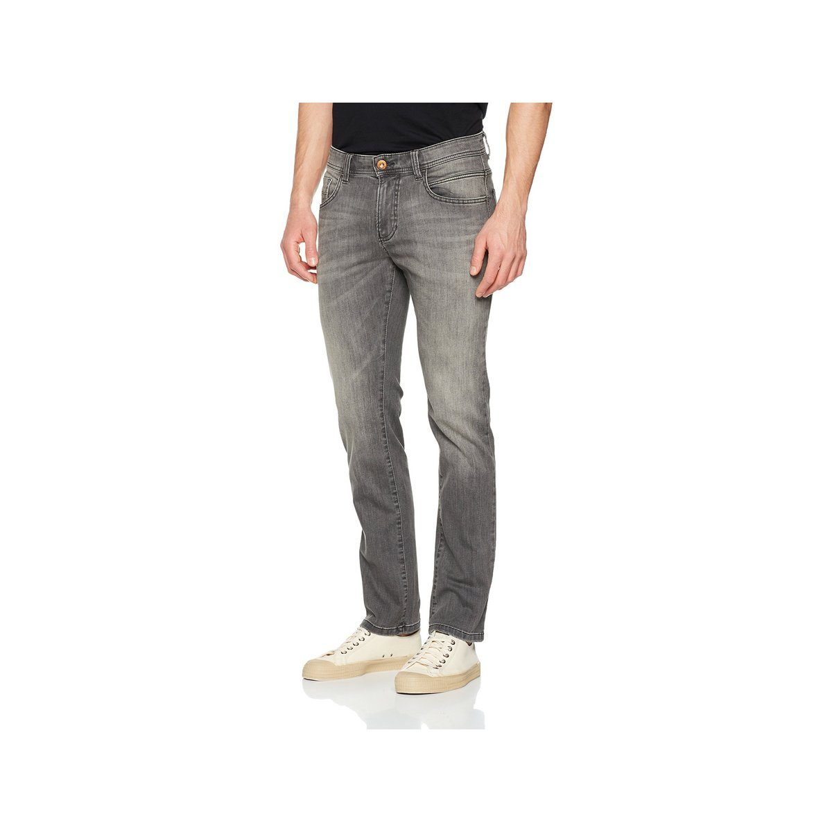 (1-tlg) Straight-Jeans schwarz camel active regular