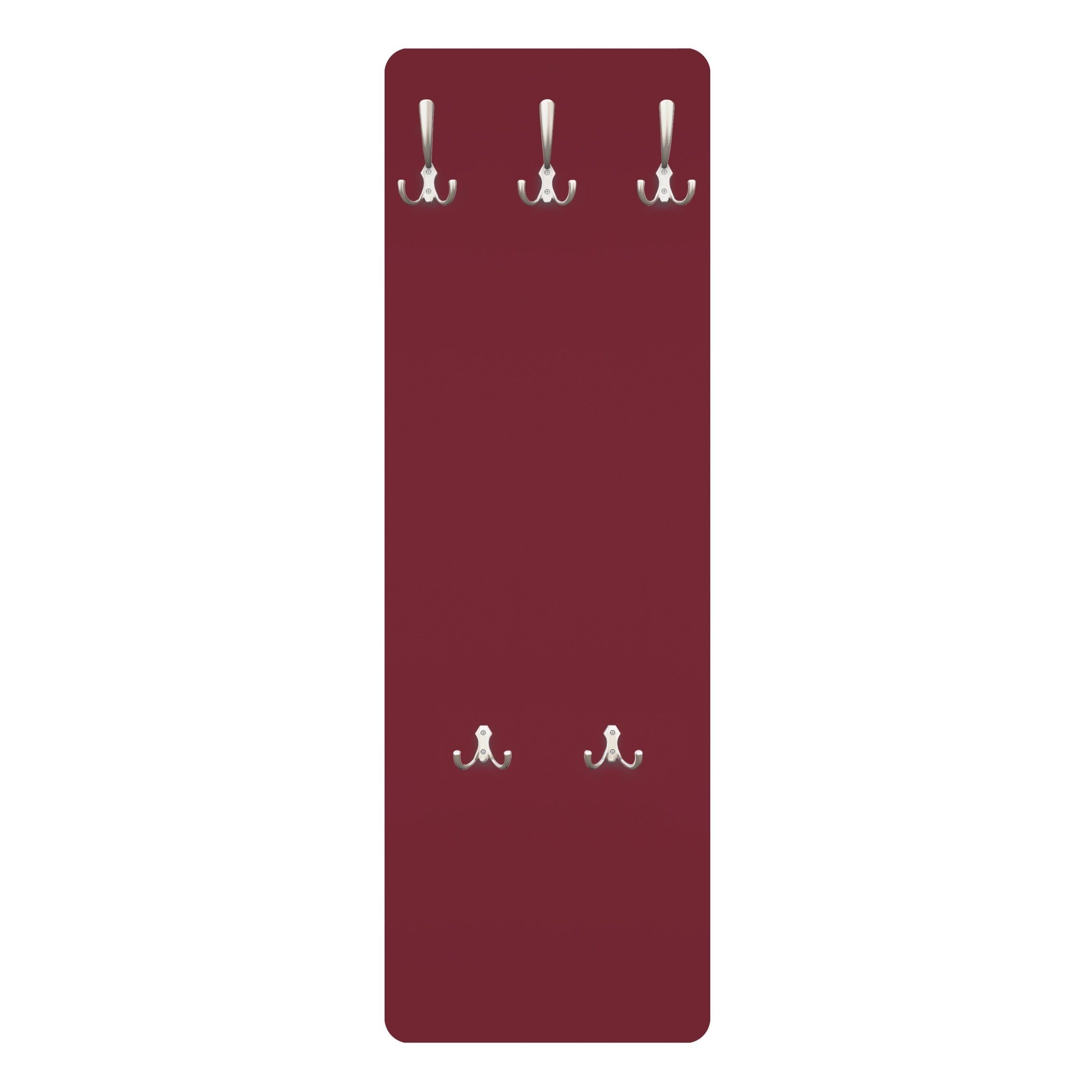 Bilderdepot24 Garderobenpaneel Design Unifarben Bordeaux (ausgefallenes Flur Wandpaneel mit Garderobenhaken Kleiderhaken hängend), moderne Wandgarderobe - Flurgarderobe im schmalen Hakenpaneel Design