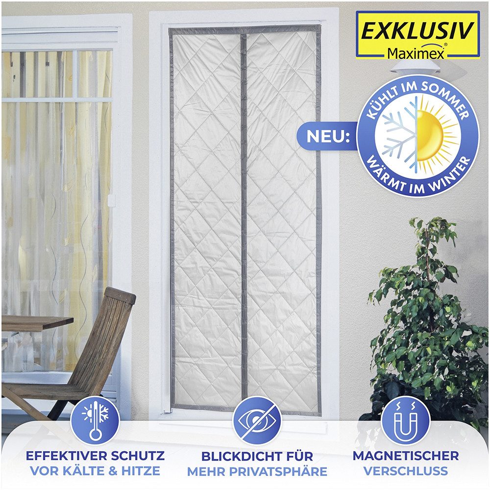 Maximex Türvorhang Wärmeschutz 2in1 (1 St), Klettband, verdunkelnd, Polyester, 90x200 cm, Thermo-Vorhang, reflektierende Außenseite, blickdicht – Bild 5 von 5