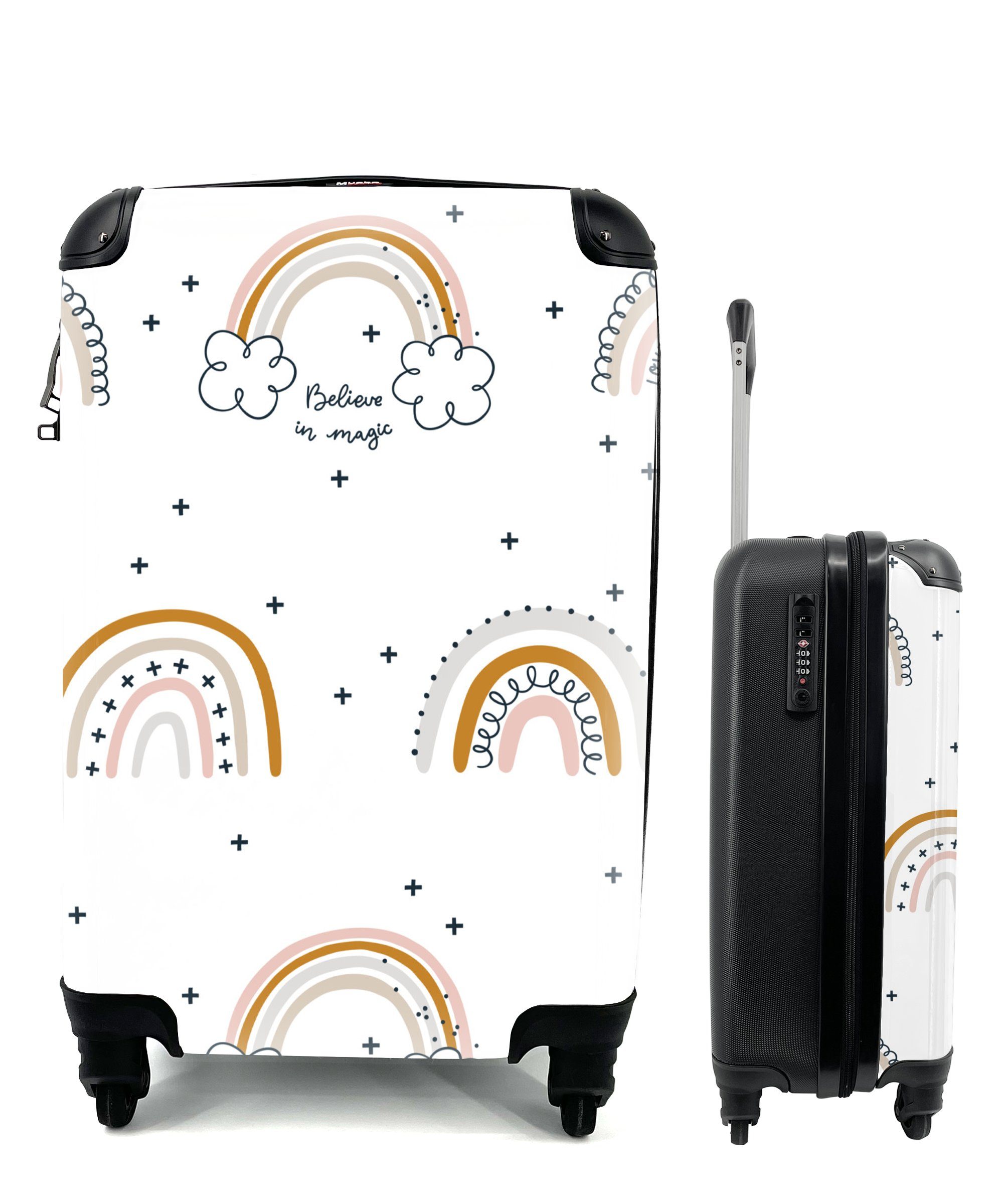 MuchoWow Handgepäckkoffer Muster - Regenbogen - Einfach, 4 Rollen, Reisetasche mit rollen, Handgepäck für Ferien, Trolley, Reisekoffer