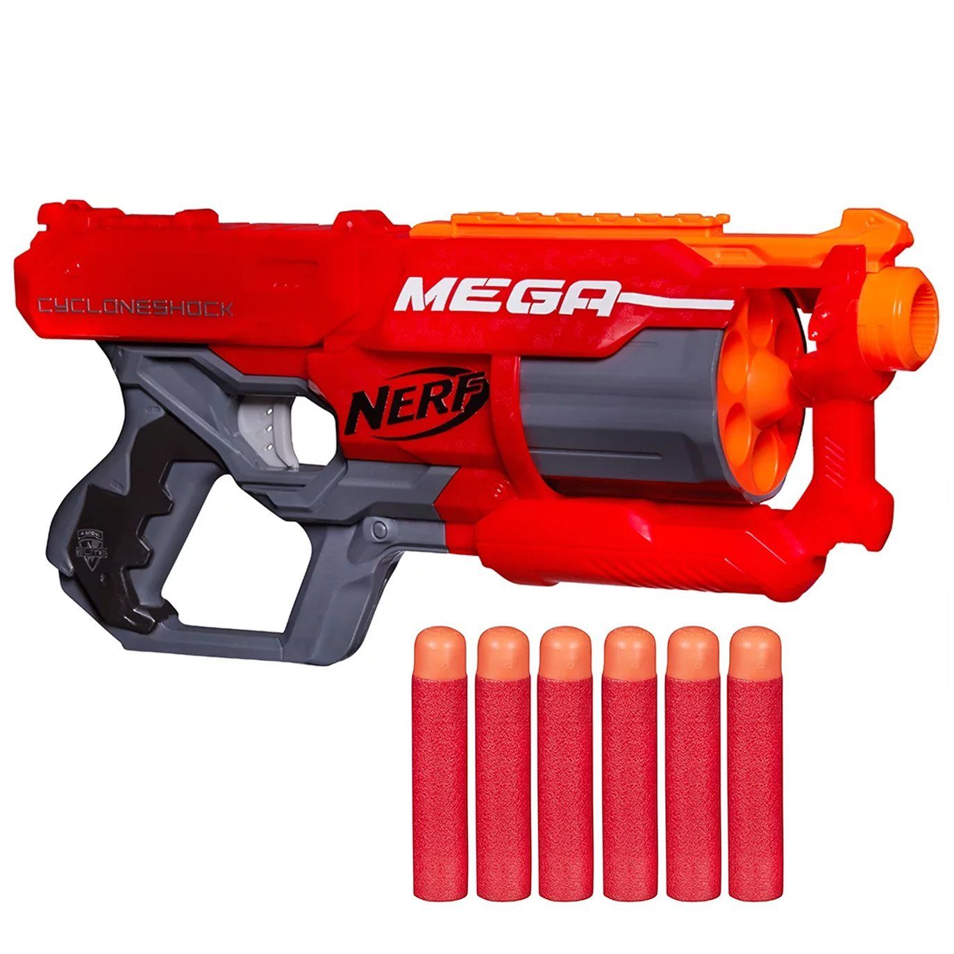 Blaster NERF Mega CycloneShock Blaster - 6 Darts zielt 23m