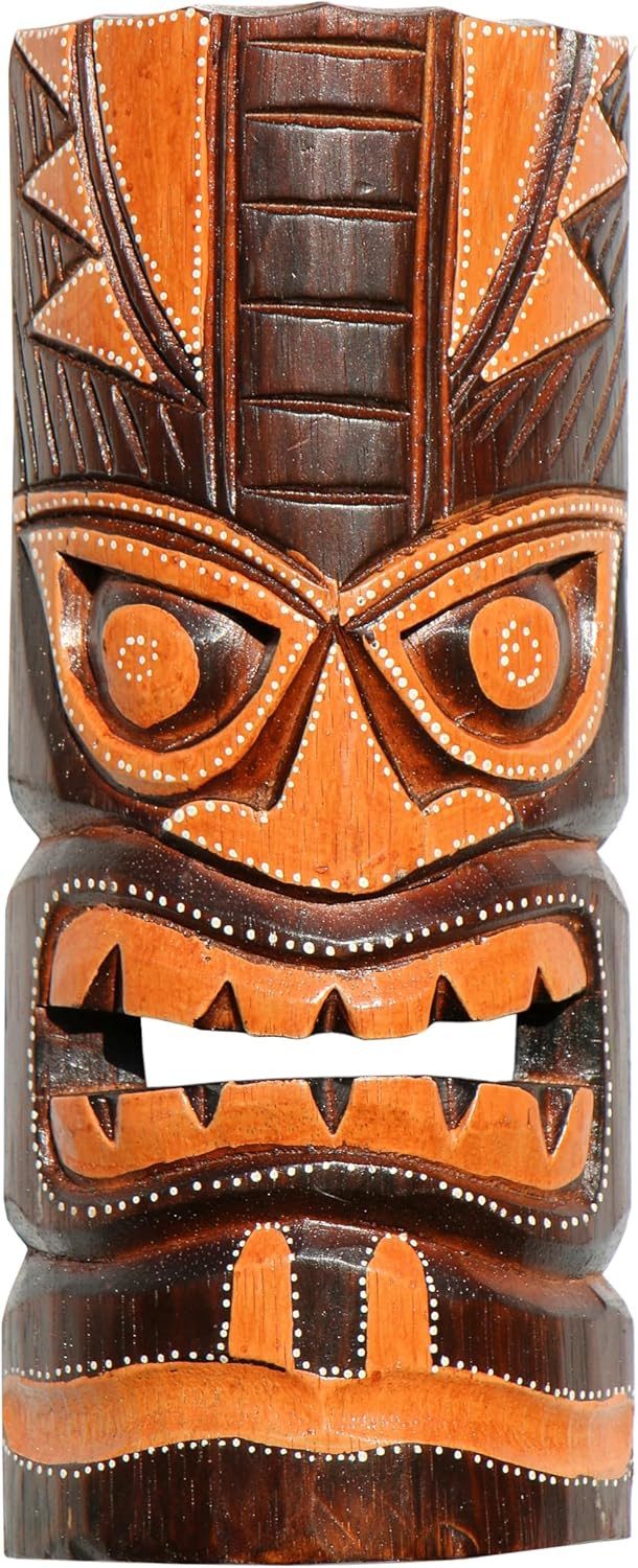 Wogeka Wanddekoobjekt TIKI-Maske bunt 30 cm zum aufhängen Wanddeko aus Bali, Wandmaske Maori Neuseeland