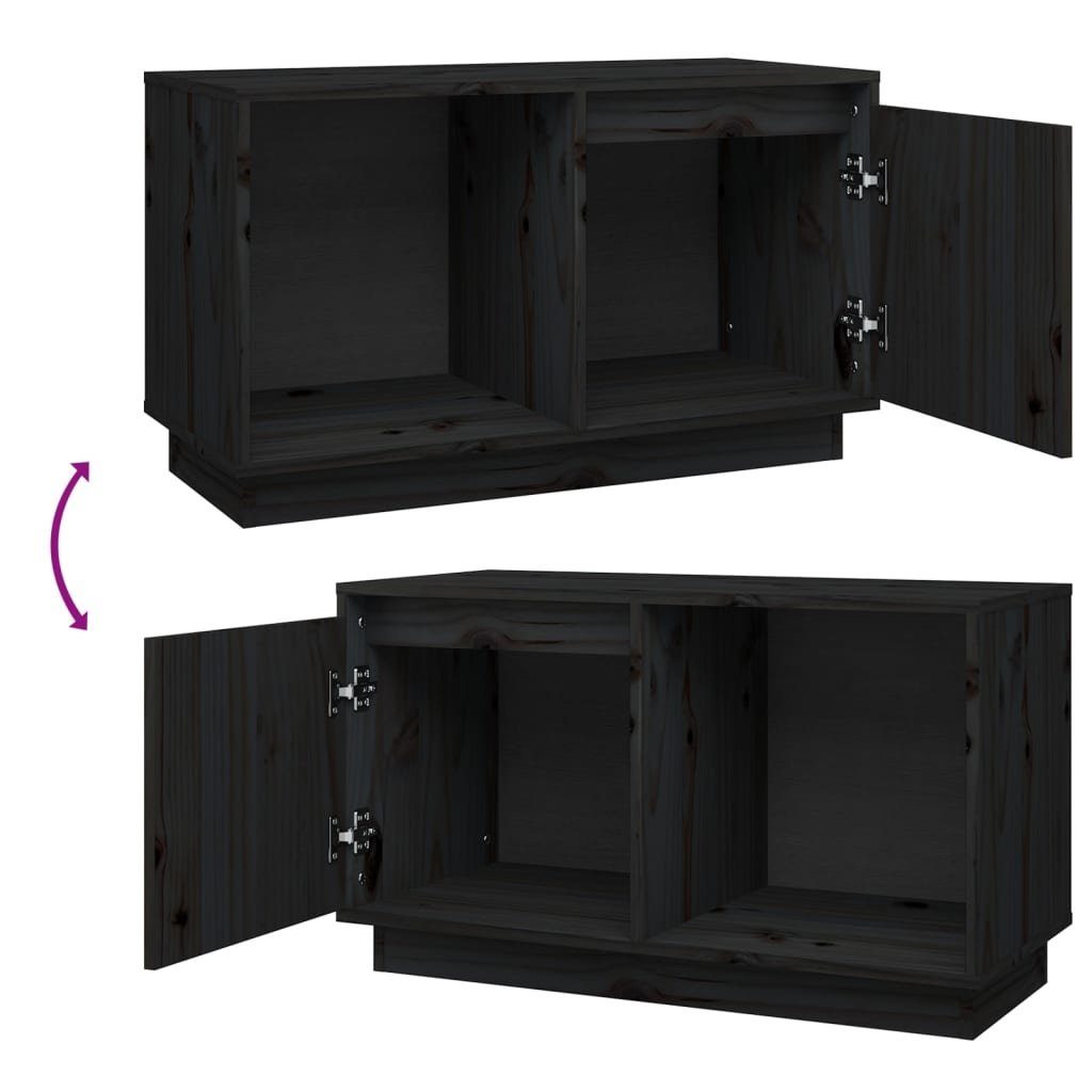 TV-Schrank Kiefer 74x35x44 furnicato Schwarz cm Massivholz