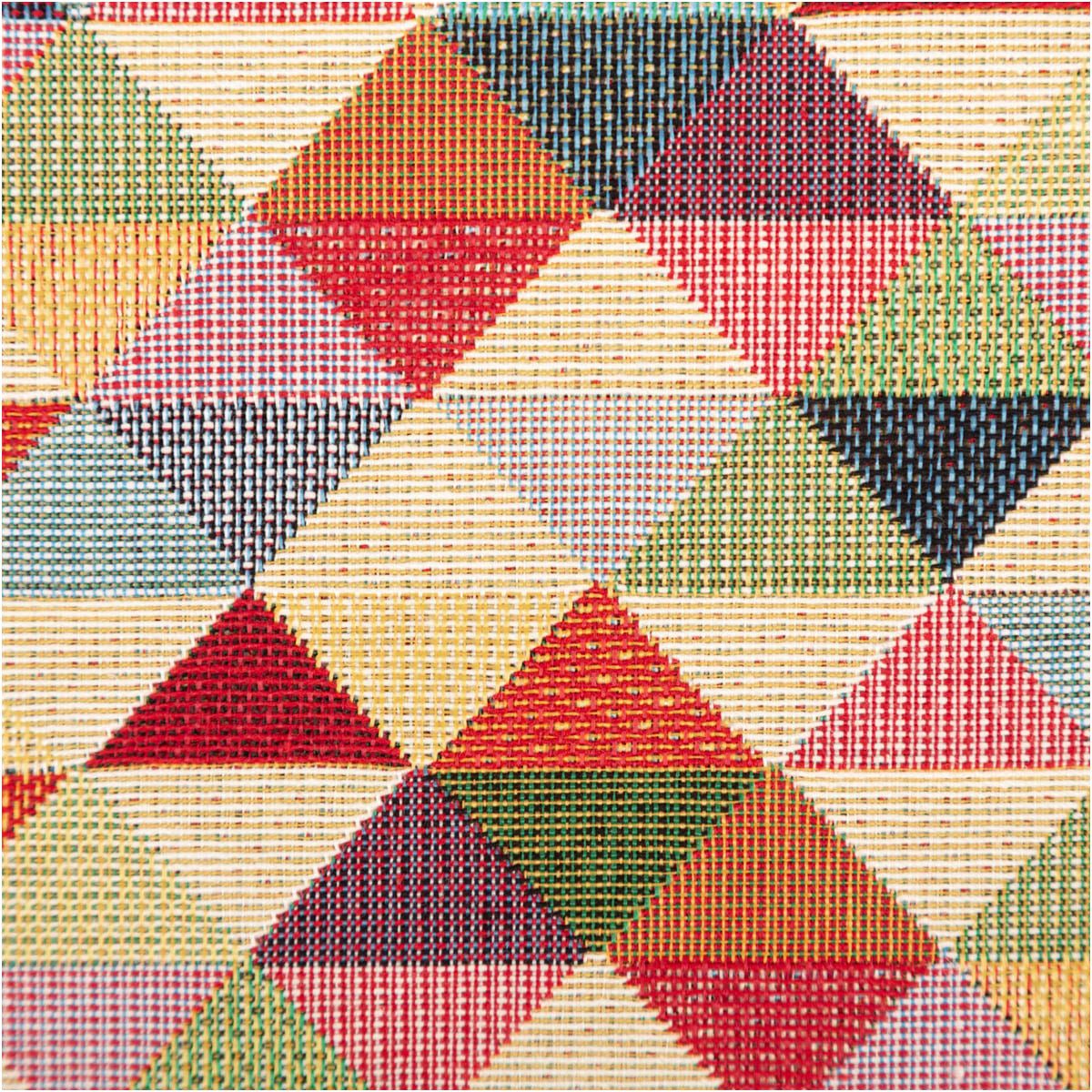 SCHÖNER LEBEN. Stoff Jacquard Stoff Meterware Gobelin Dreiecke beige bunt 140cm, pflegeleicht