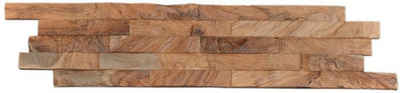 Wandpaneel Muster Indo Echtholzpaneel Teak, BxL: 15x61 cm, 0,1 qm, (Packung, 1-tlg) schallreduzierende Wandverkleidung mit 3D-Effekt