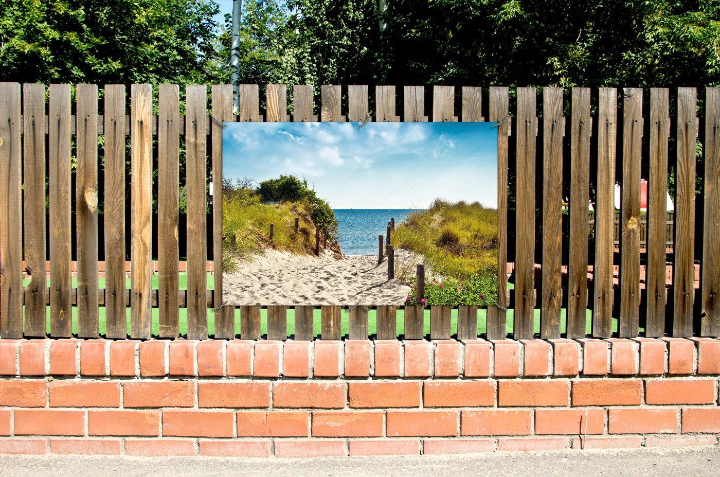 Wallario Sichtschutzzaunmatten Auf dem Sandweg zum Strand