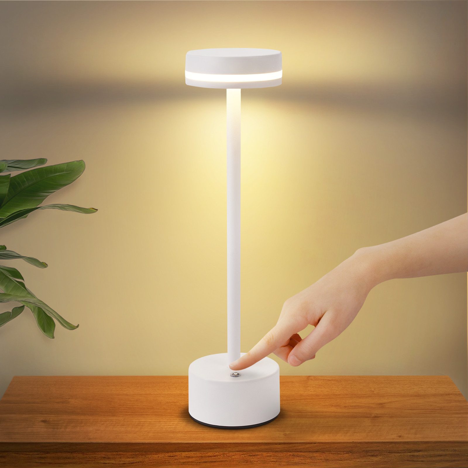 Nettlife LED Tischleuchte Kabellos Akku Aufladbar Nachttischlampe Dimmbar USB C Touch Lampe, Touch Dimmbar, LED fest integriert, Modern Tischlampe für Schlafzimmer Esszimmer Büro