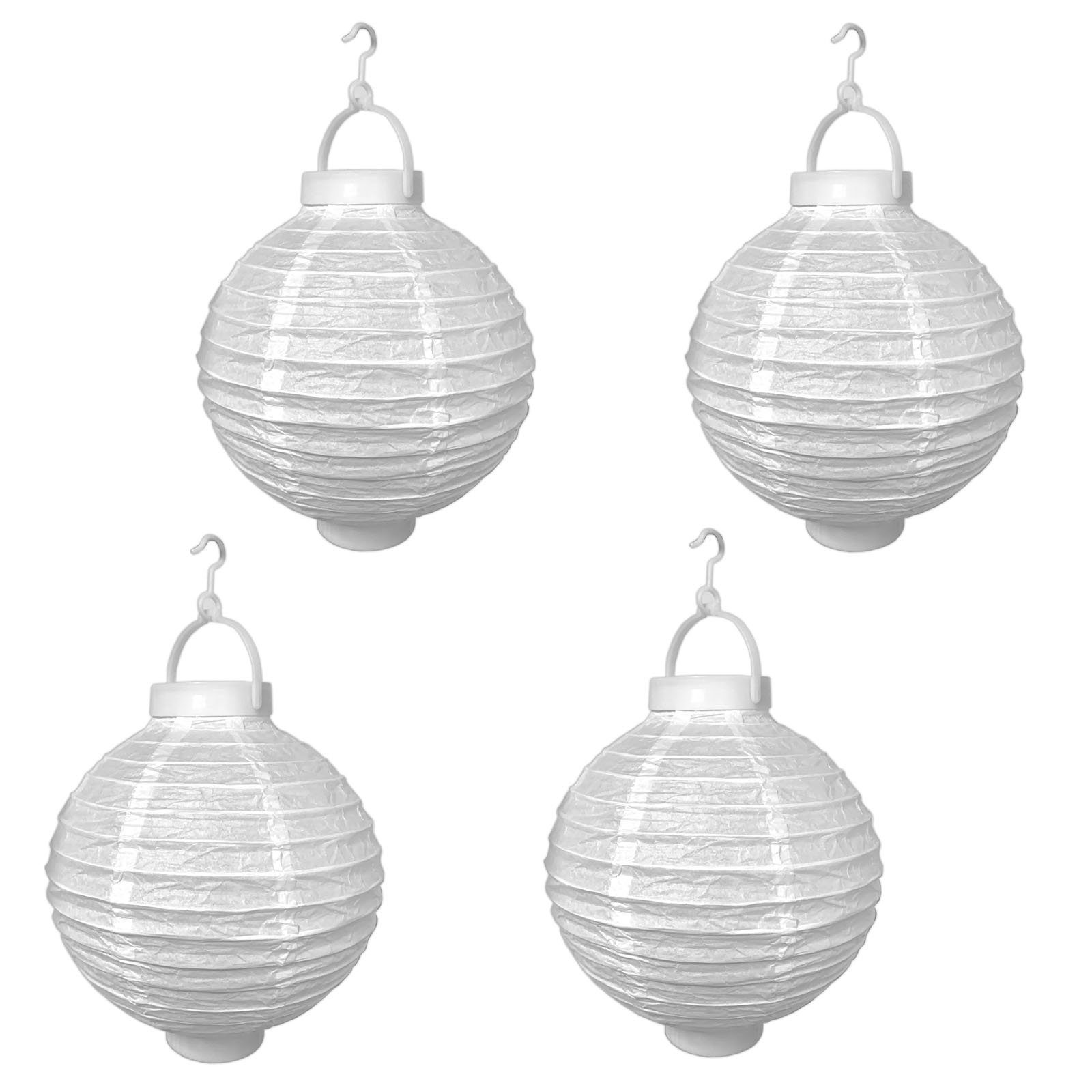 HAC24 LED Lampion 4x Deko Лампыschirm Lampe Party Garten Kugel Laterne, LED fest integriert, Batteriebetrieben, Weiß Ø 20