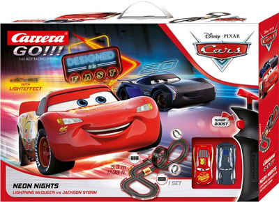 Carrera® Autorennbahn Rennbahn Disney·Pixar Cars Neon Nights Rennstrecke Komplettset ab 6J (Streckenlänge 5.3 m), inkl. 2 Spielzeugautos