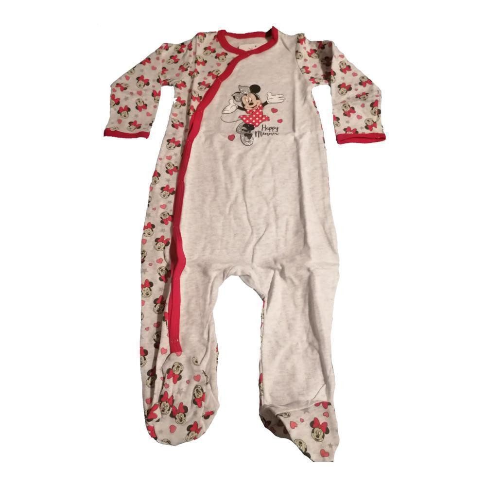 Strampler Happy Minnie' Baby Strampler, Grau mit Farbakzent, 100% Baumwolle
