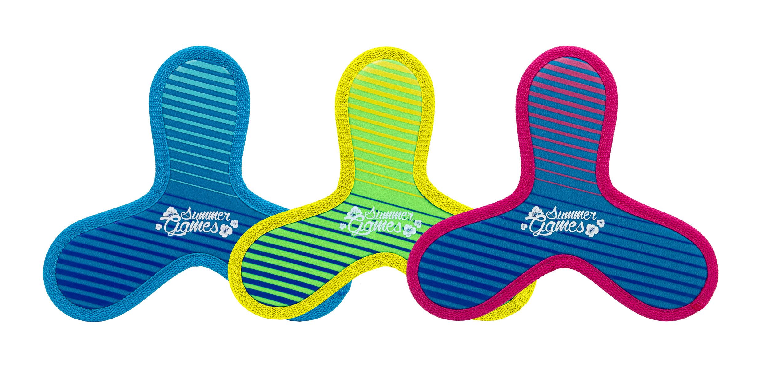Wurfscheibe SUMMER GAMES Neopren Triangle-Frisbee, 3er Set