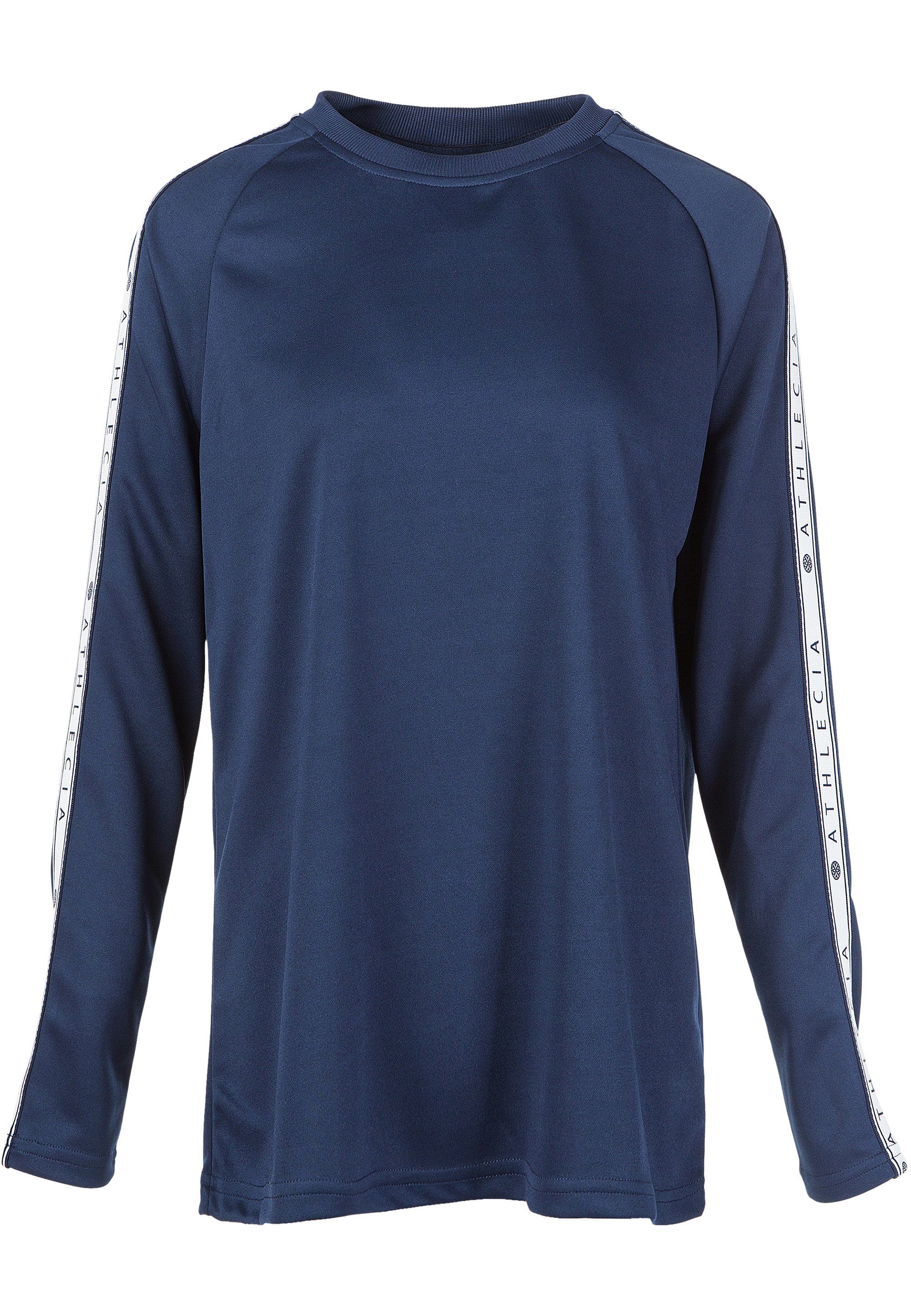 ATHLECIA Langarmshirt SELLA (1-tlg) hippen Logoprint-Streifen blau mit