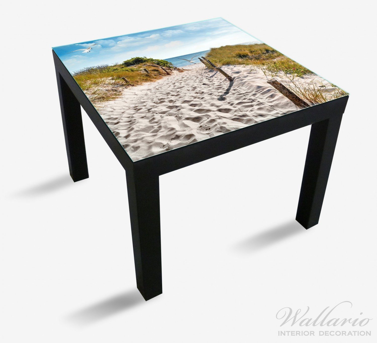 zum (1 geeignet auf Wallario Ikea Weg dem für Möwen Strand Tischplatte Lack St), Tisch